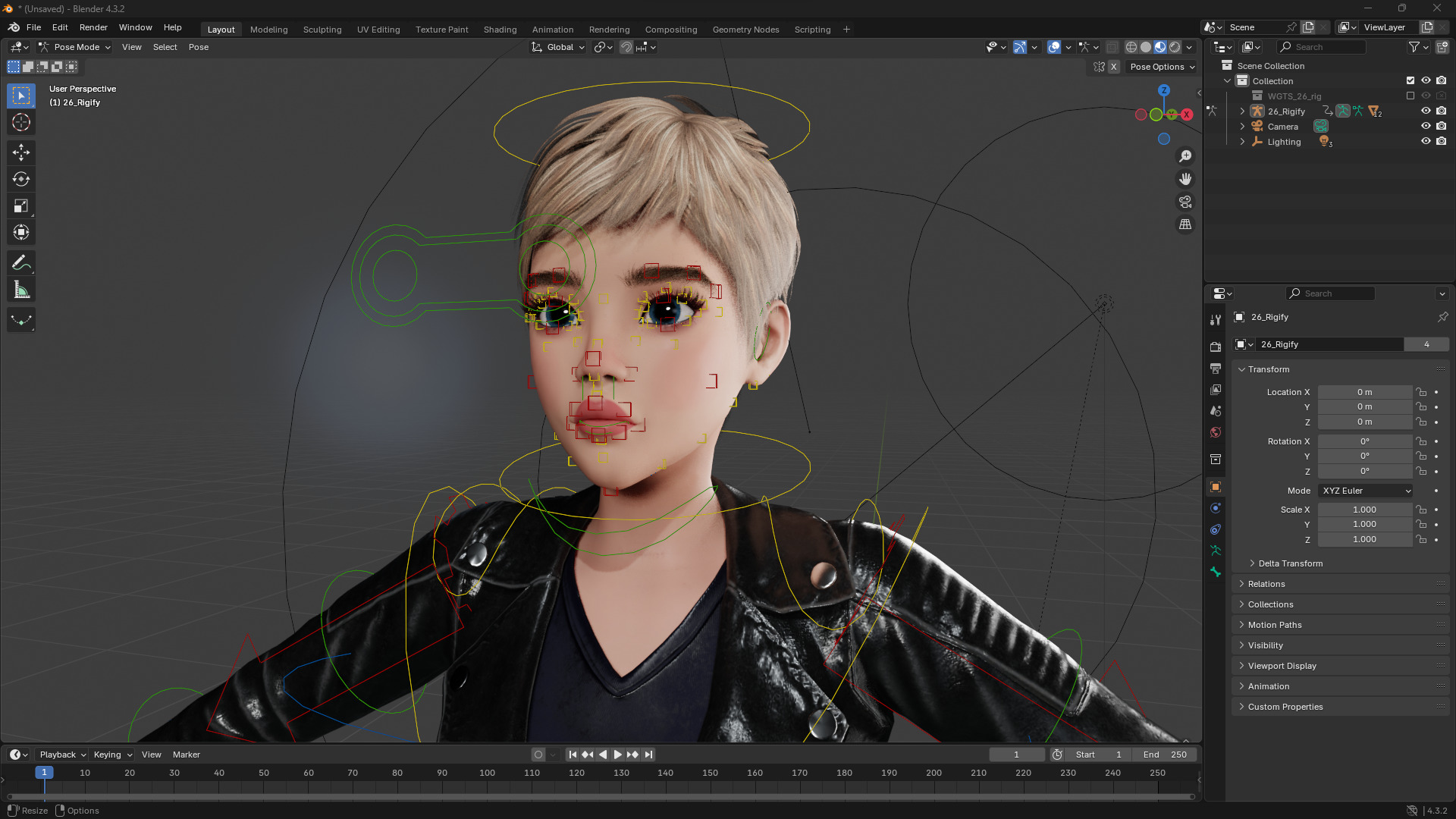 Edgy Fashion Look with Leather Jacket Cartoon Modern 3D Female Low-poly 3D model_15