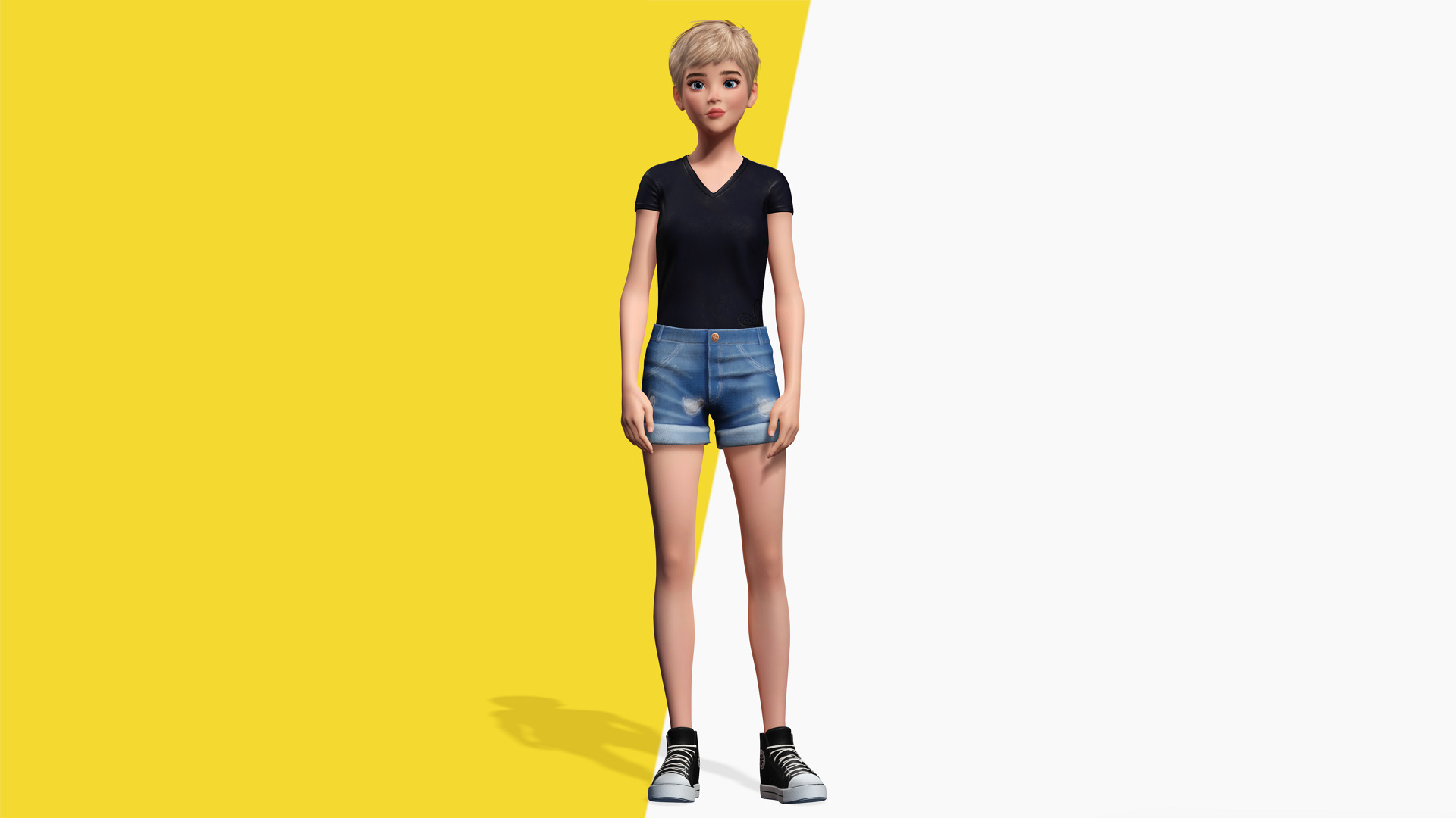 Edgy Fashion Look with Leather Jacket Cartoon Modern 3D Female Low-poly 3D model_10