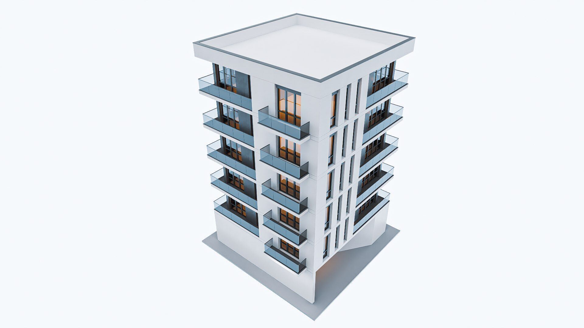 Apartment building Low-poly 3D model_6
