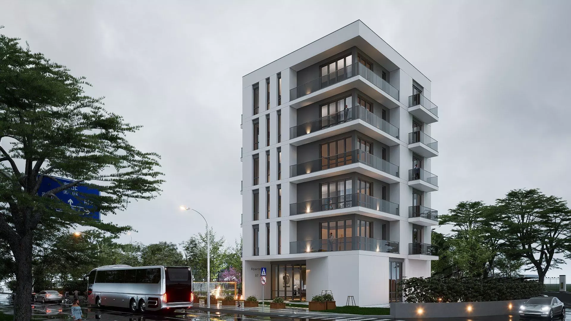 Apartment building Low-poly 3D model_0