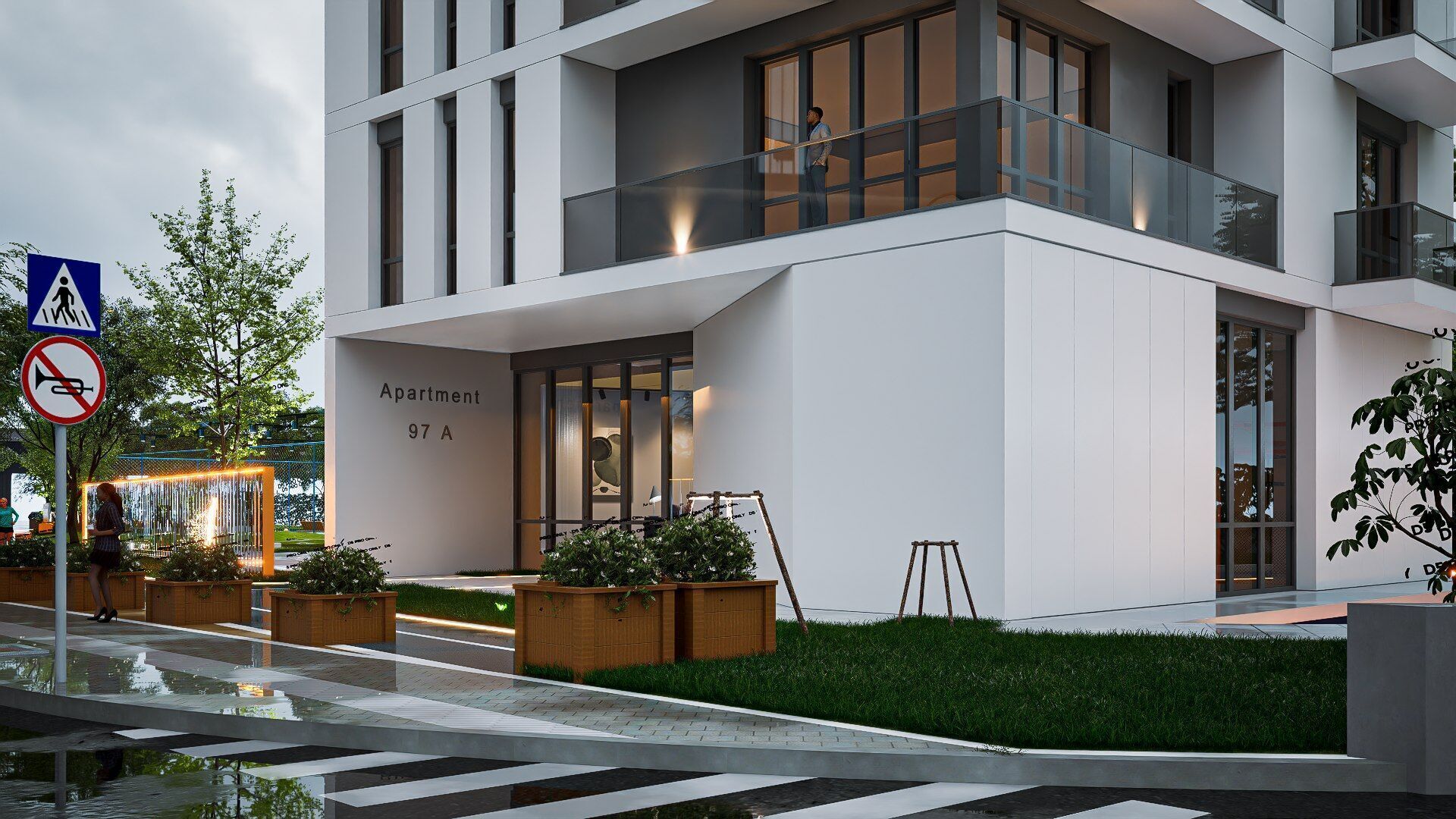 Apartment building Low-poly 3D model_4