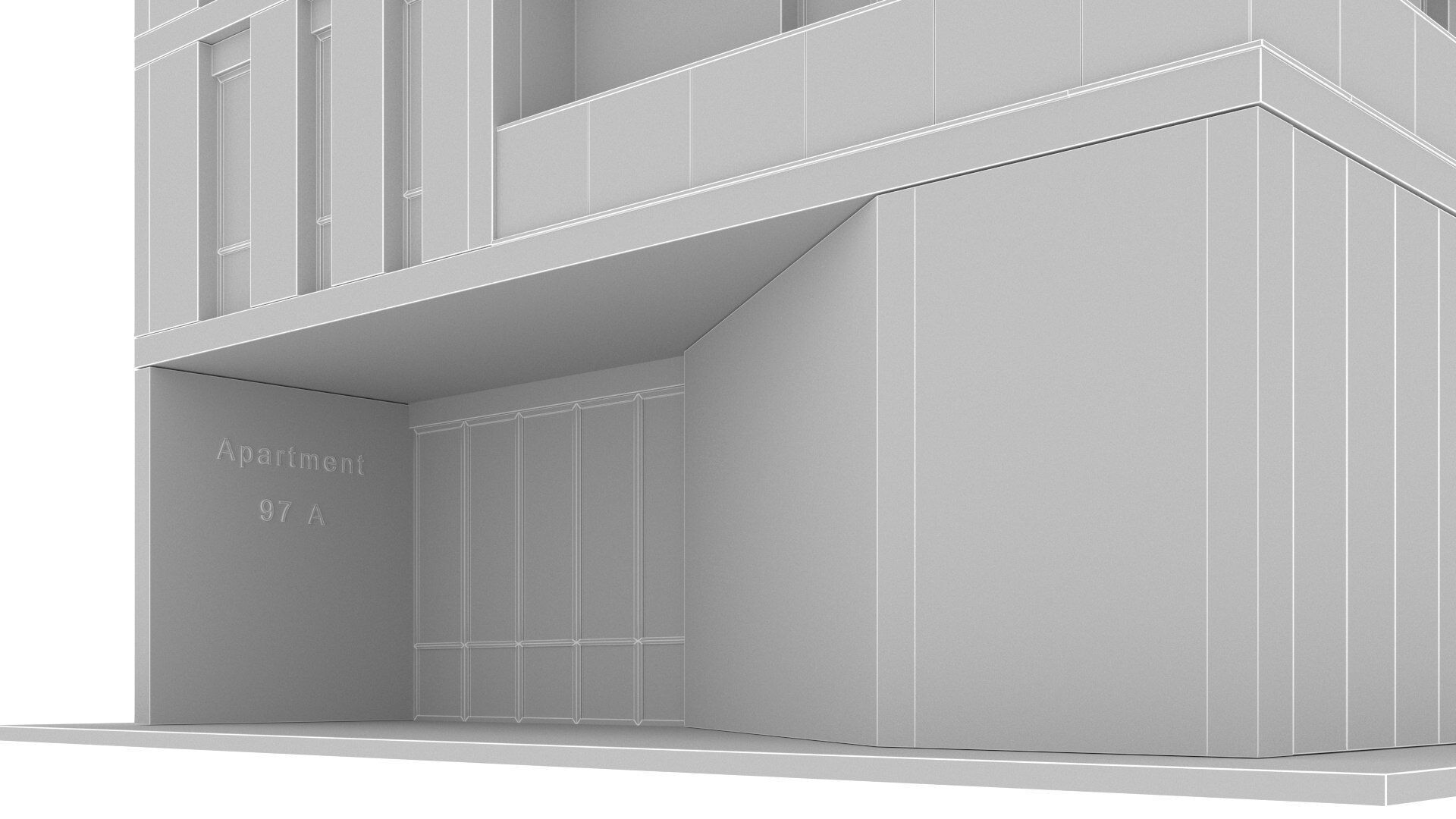 Apartment building Low-poly 3D model_9