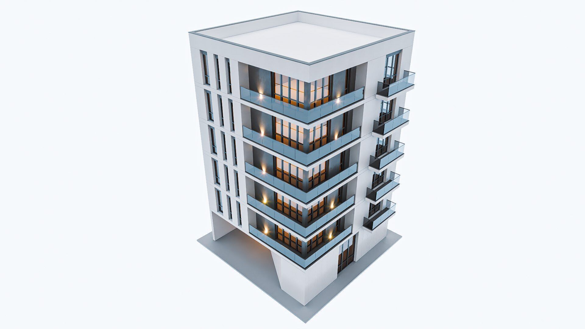 Apartment building Low-poly 3D model_5