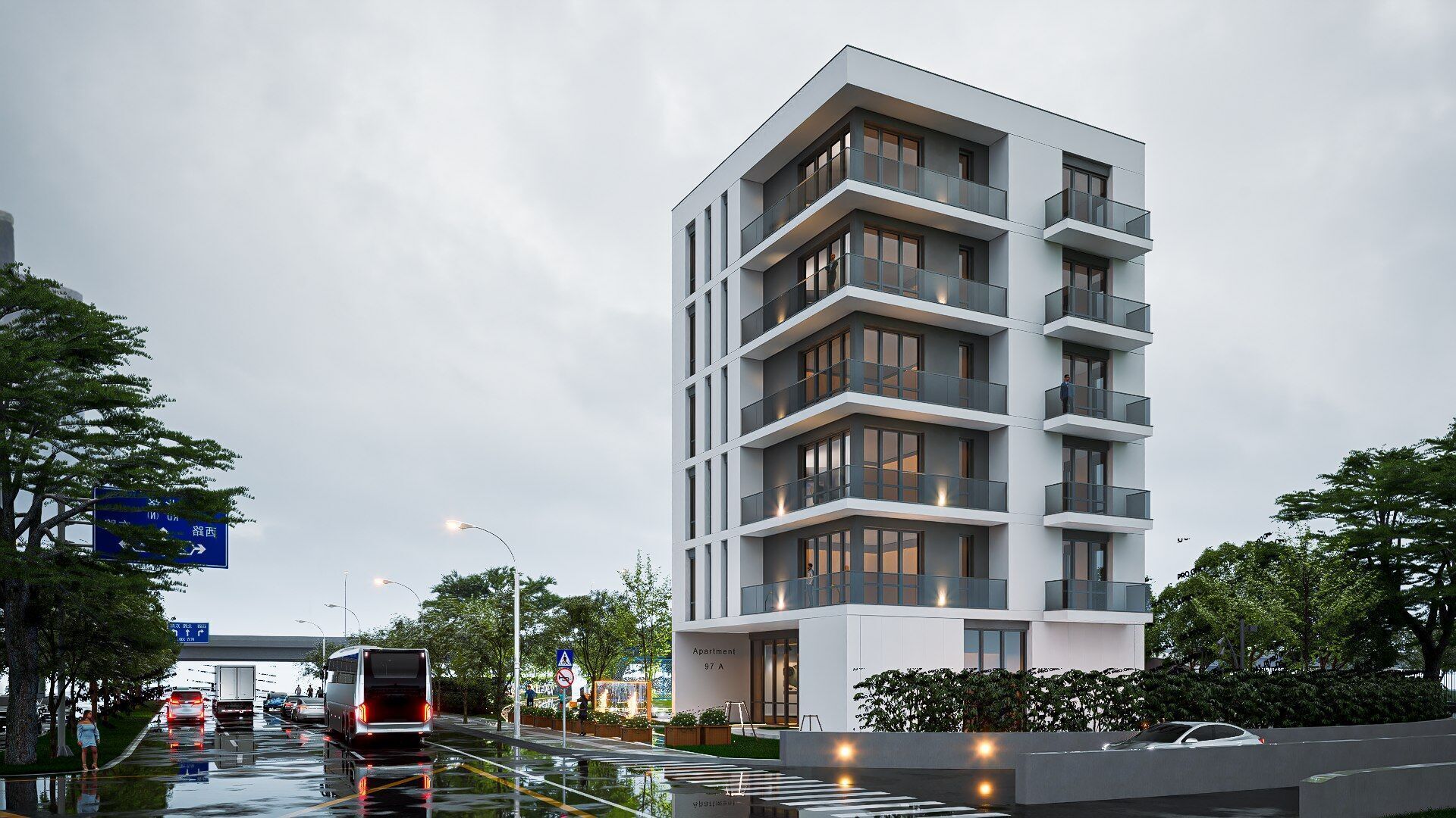 Apartment building Low-poly 3D model_2