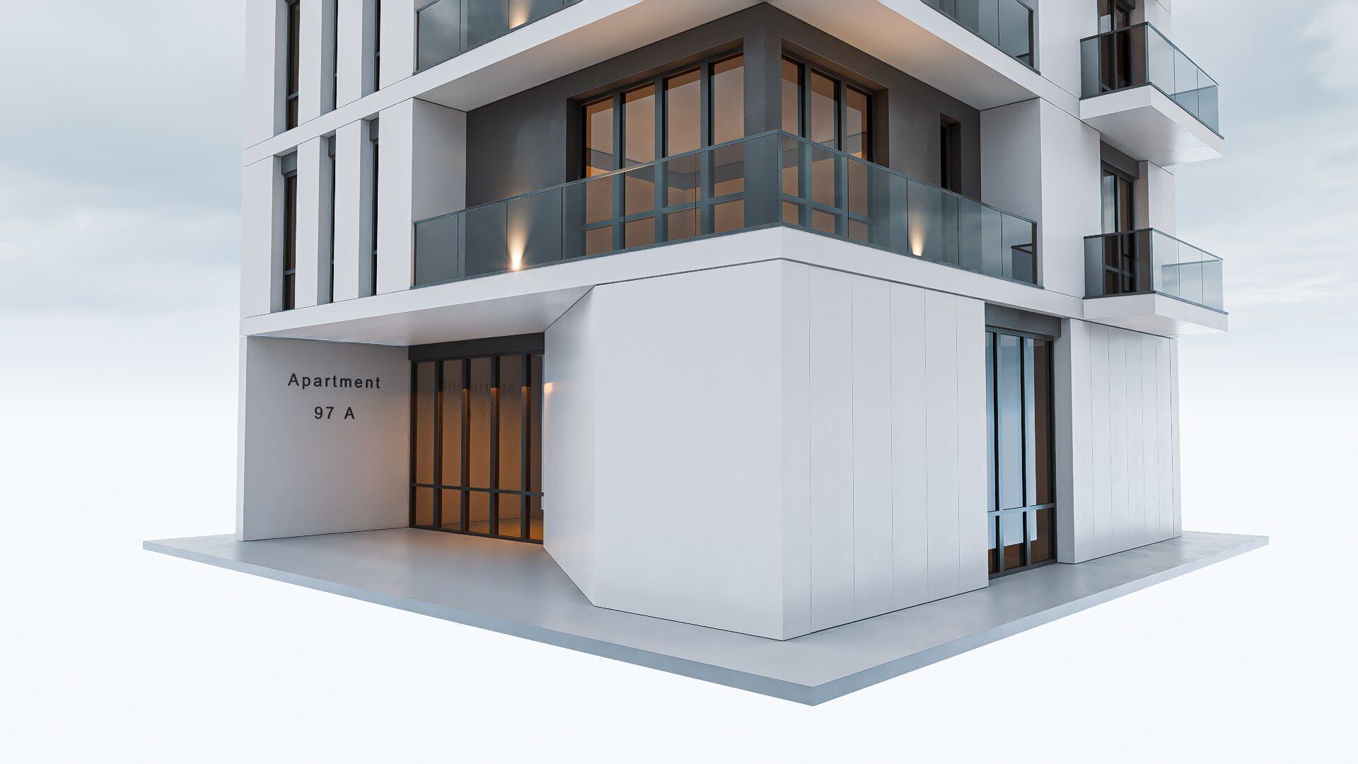 Apartment building Low-poly 3D model_7