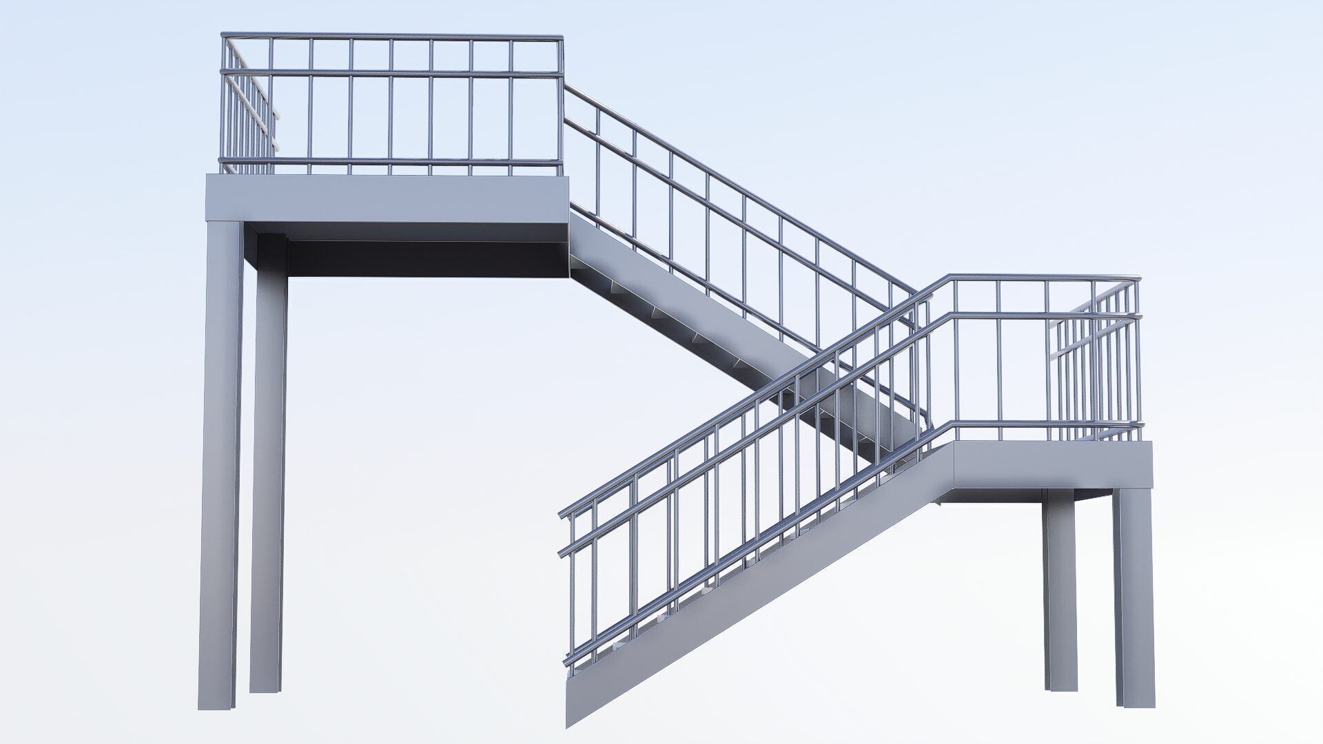 Stair Low-poly 3D model_4