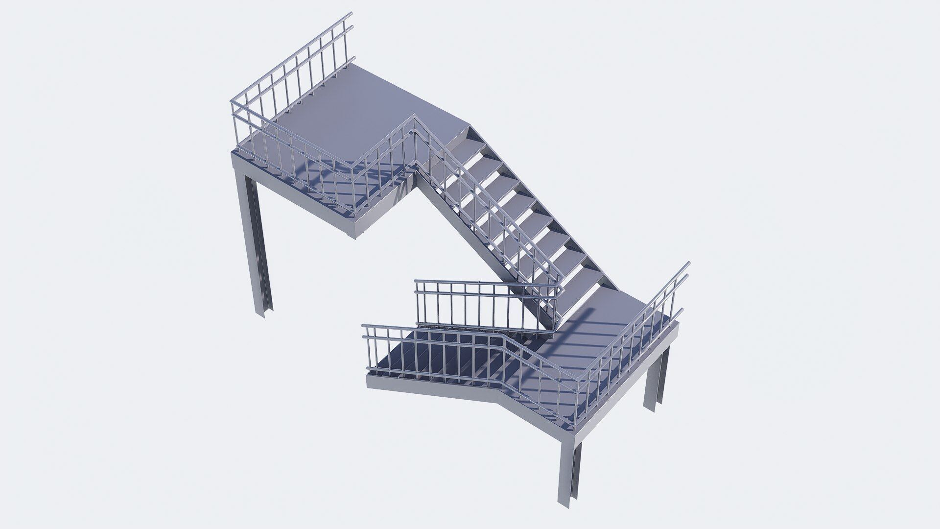 Stair Low-poly 3D model_8