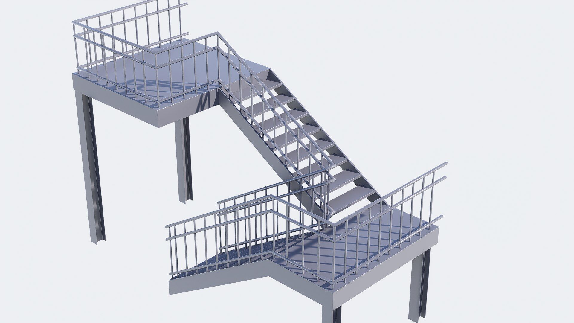 Stair Low-poly 3D model_6