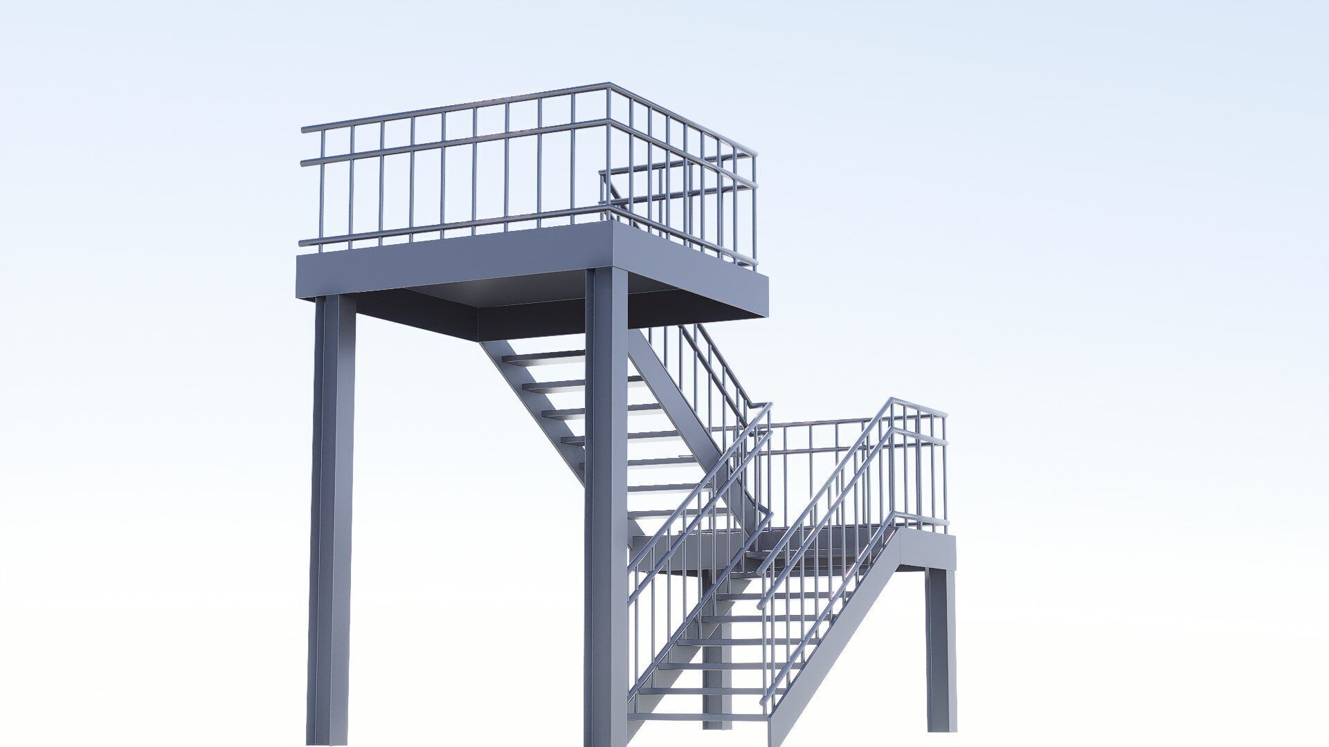 Stair Low-poly 3D model_5