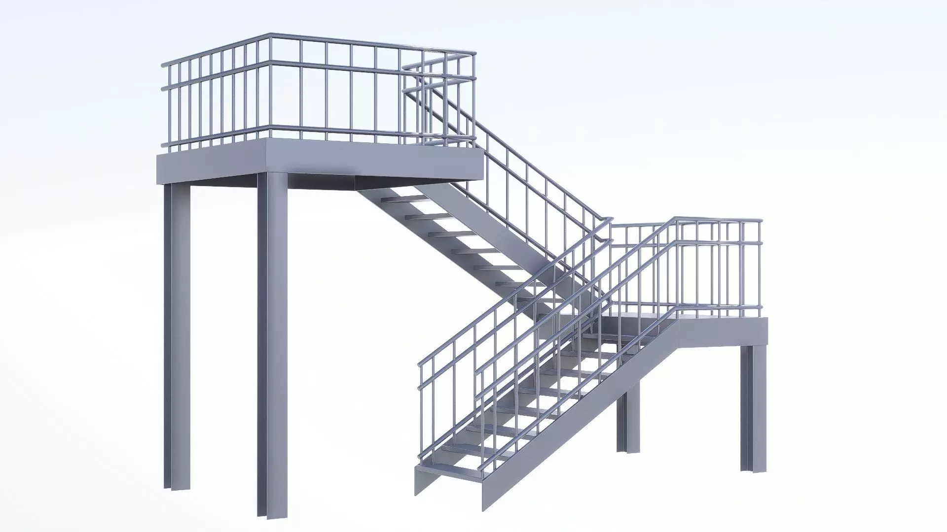 Stair Low-poly 3D model_0