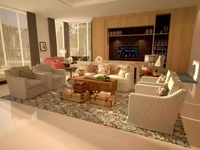 3D Living Room Salon 