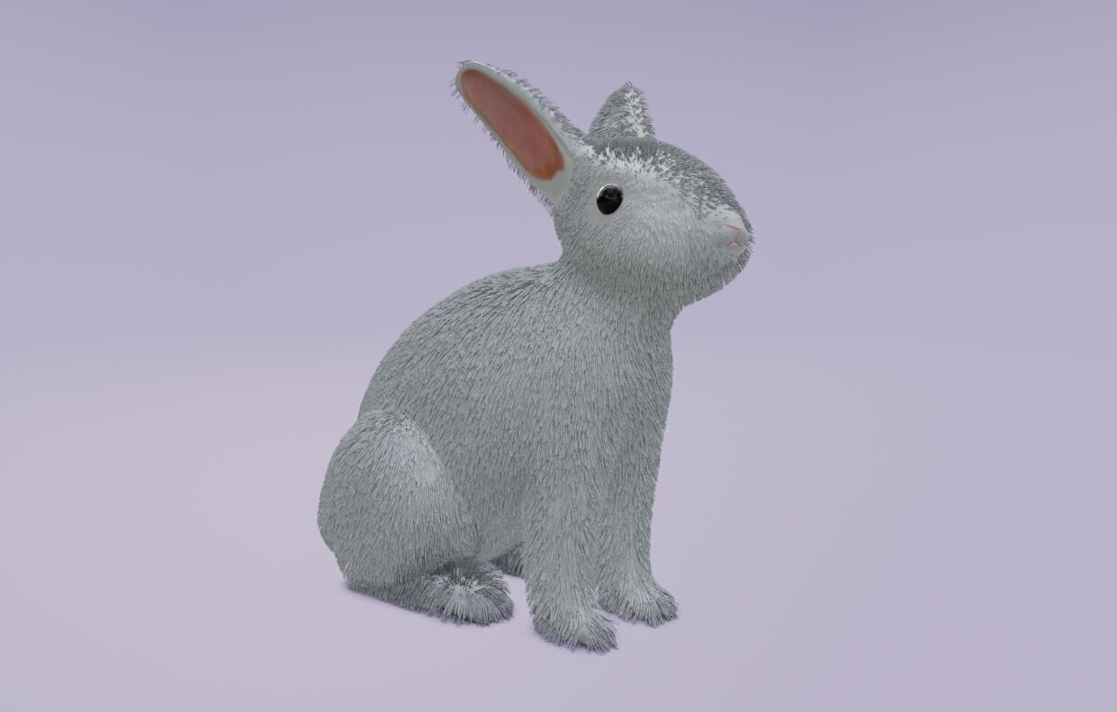 White Rabbit - Coelho Branco Low-poly 3D model_5