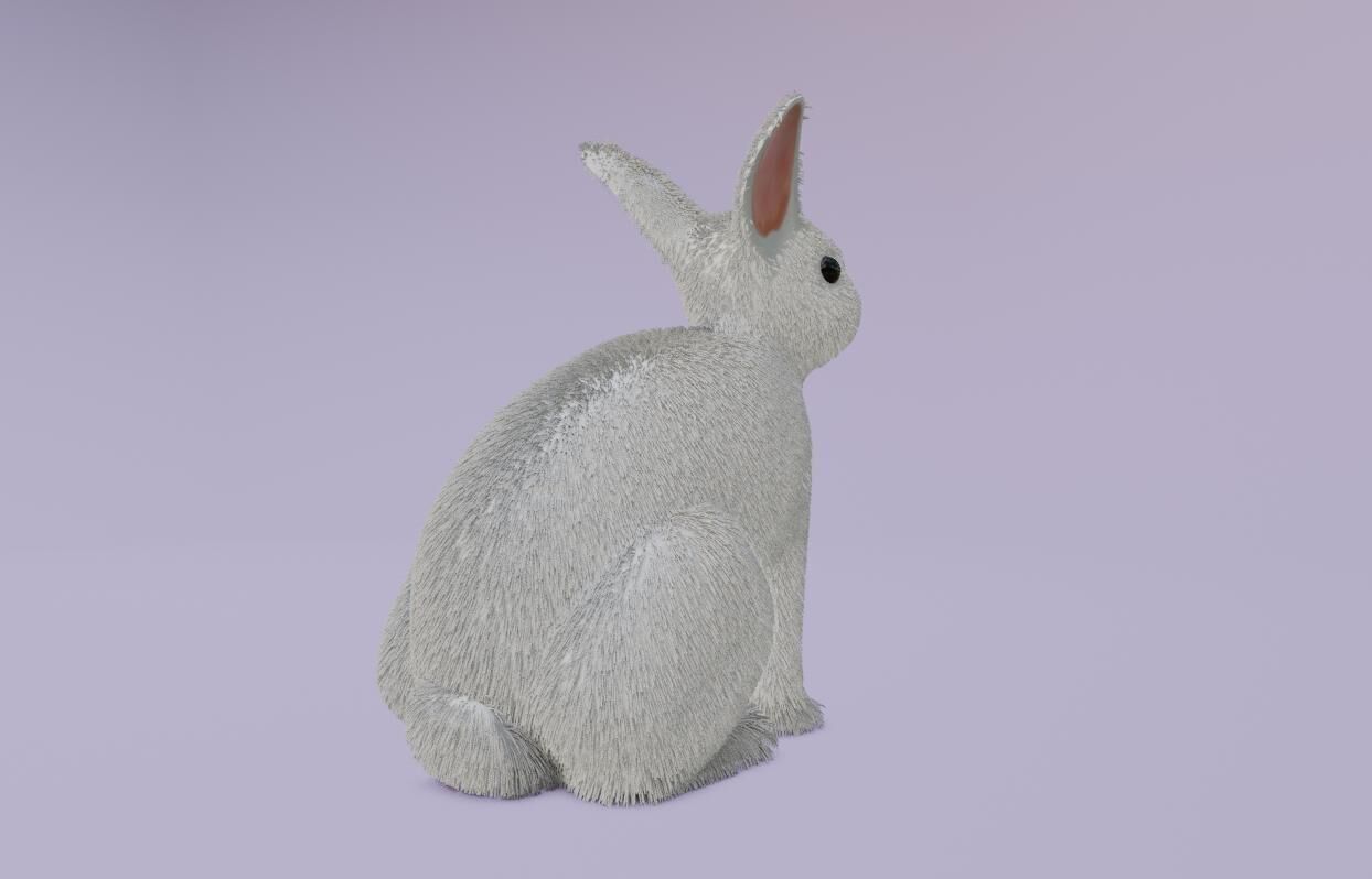 White Rabbit - Coelho Branco Low-poly 3D model_6