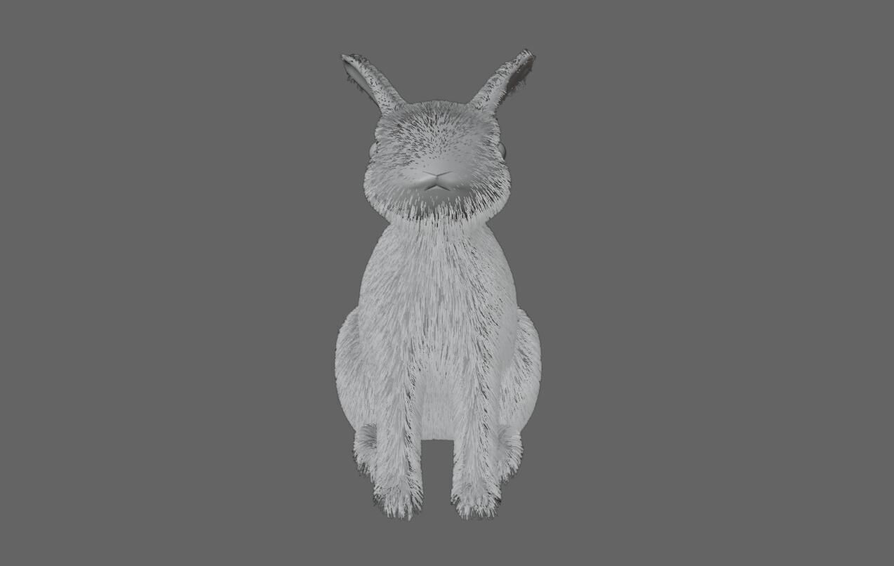 White Rabbit - Coelho Branco Low-poly 3D model_12