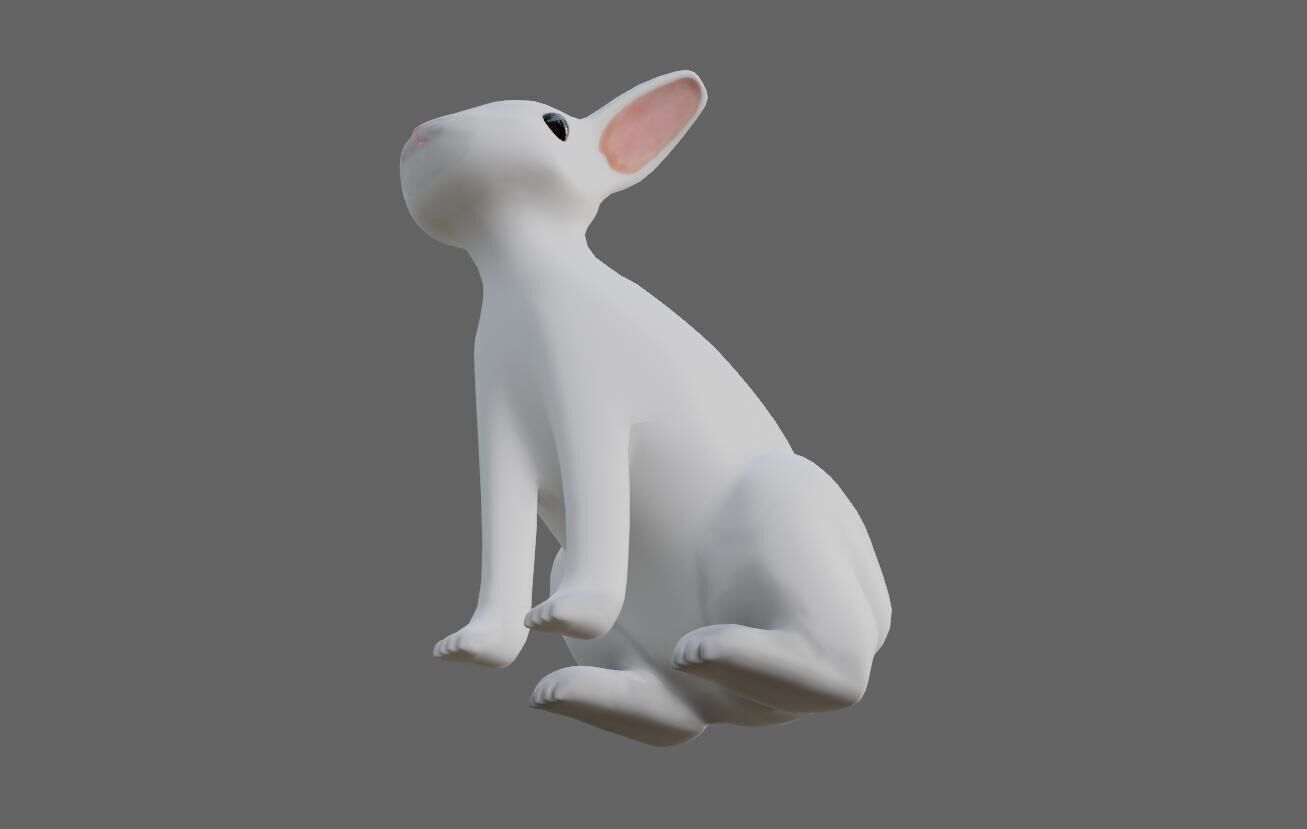 White Rabbit - Coelho Branco Low-poly 3D model_9