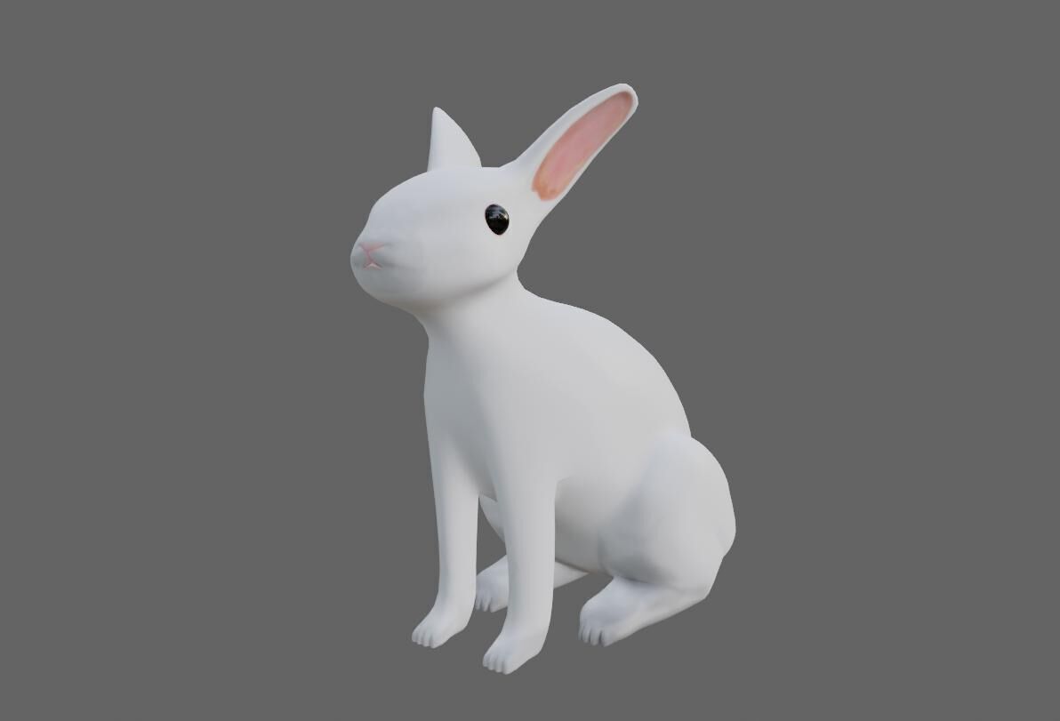 White Rabbit - Coelho Branco Low-poly 3D model_7
