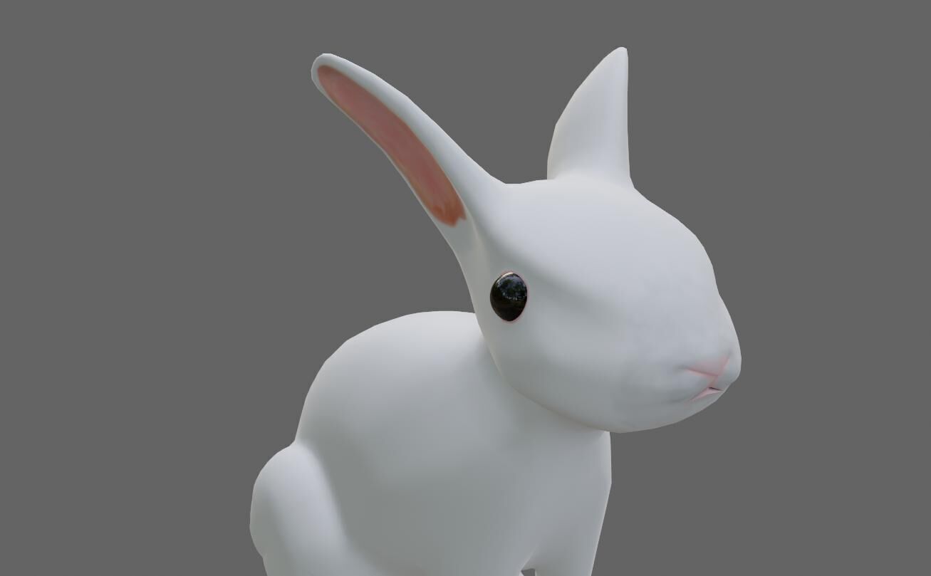 White Rabbit - Coelho Branco Low-poly 3D model_8