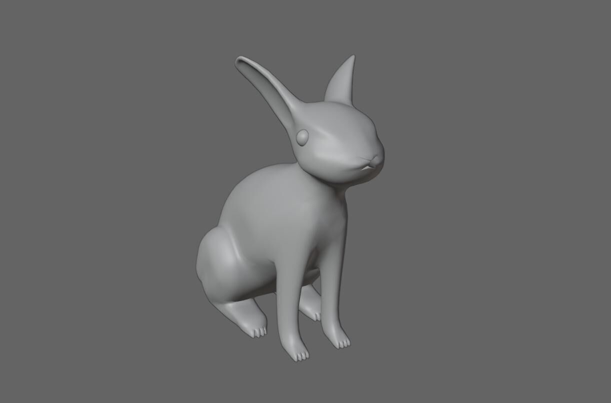 White Rabbit - Coelho Branco Low-poly 3D model_17