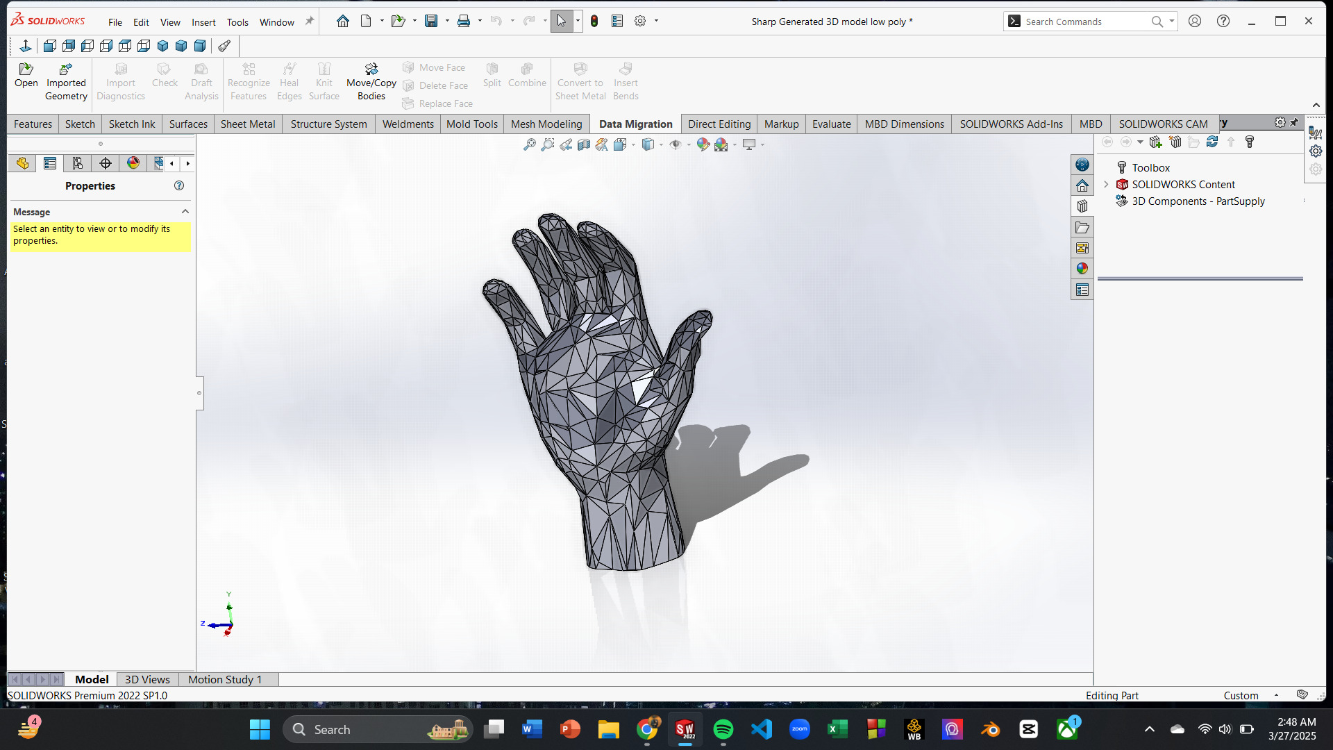 Low Poly 3D Human Hand High Precision CAD Model Low-poly 3D model_3