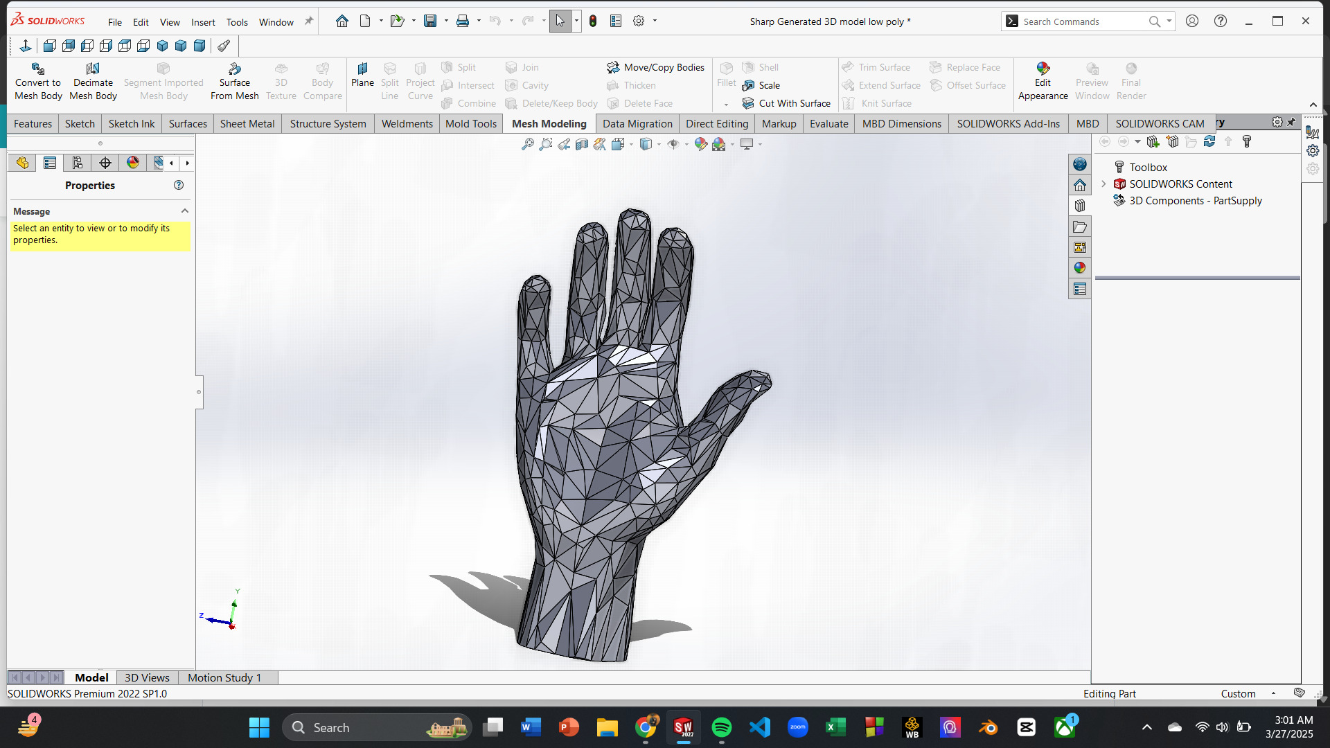 Low Poly 3D Human Hand High Precision CAD Model Low-poly 3D model_5