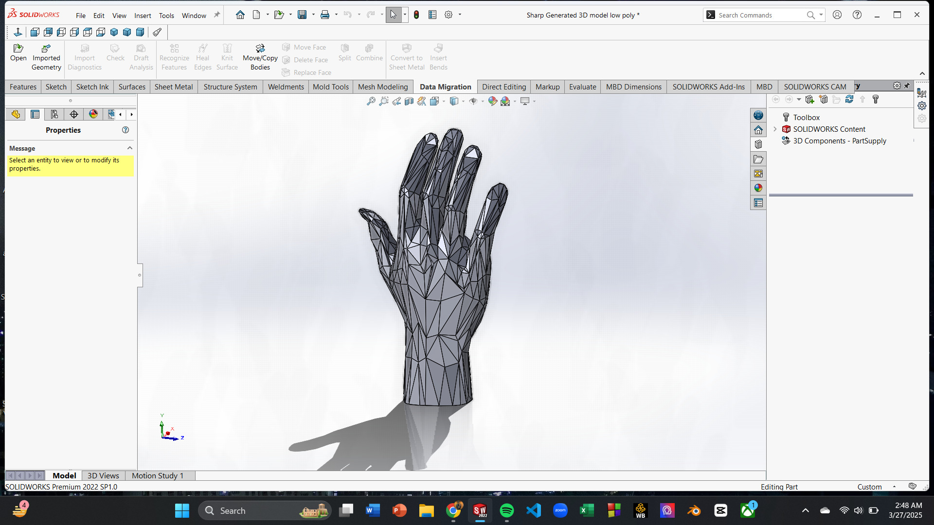 Low Poly 3D Human Hand High Precision CAD Model Low-poly 3D model_4