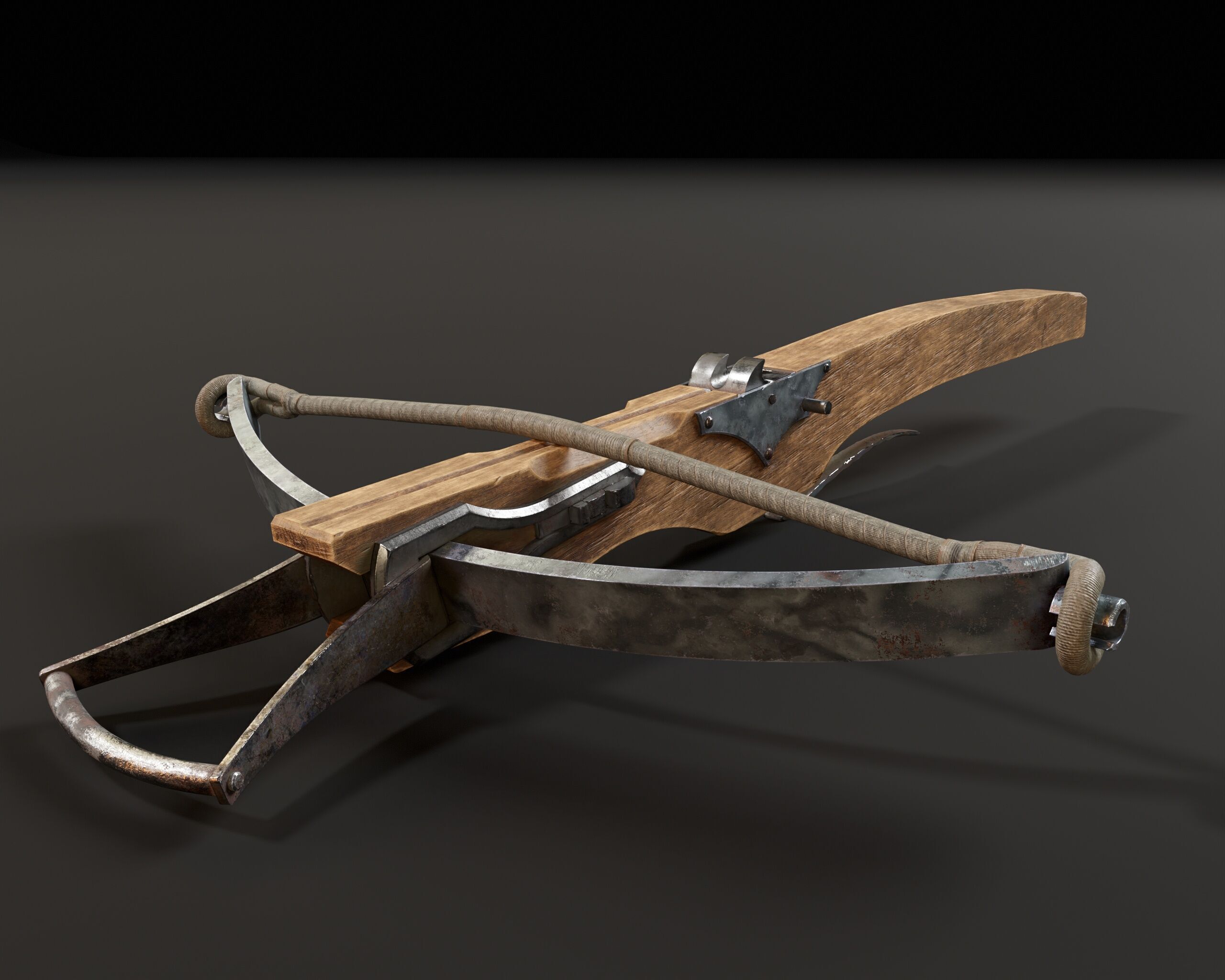 Medieval Crossbow Low-poly 3D model_2