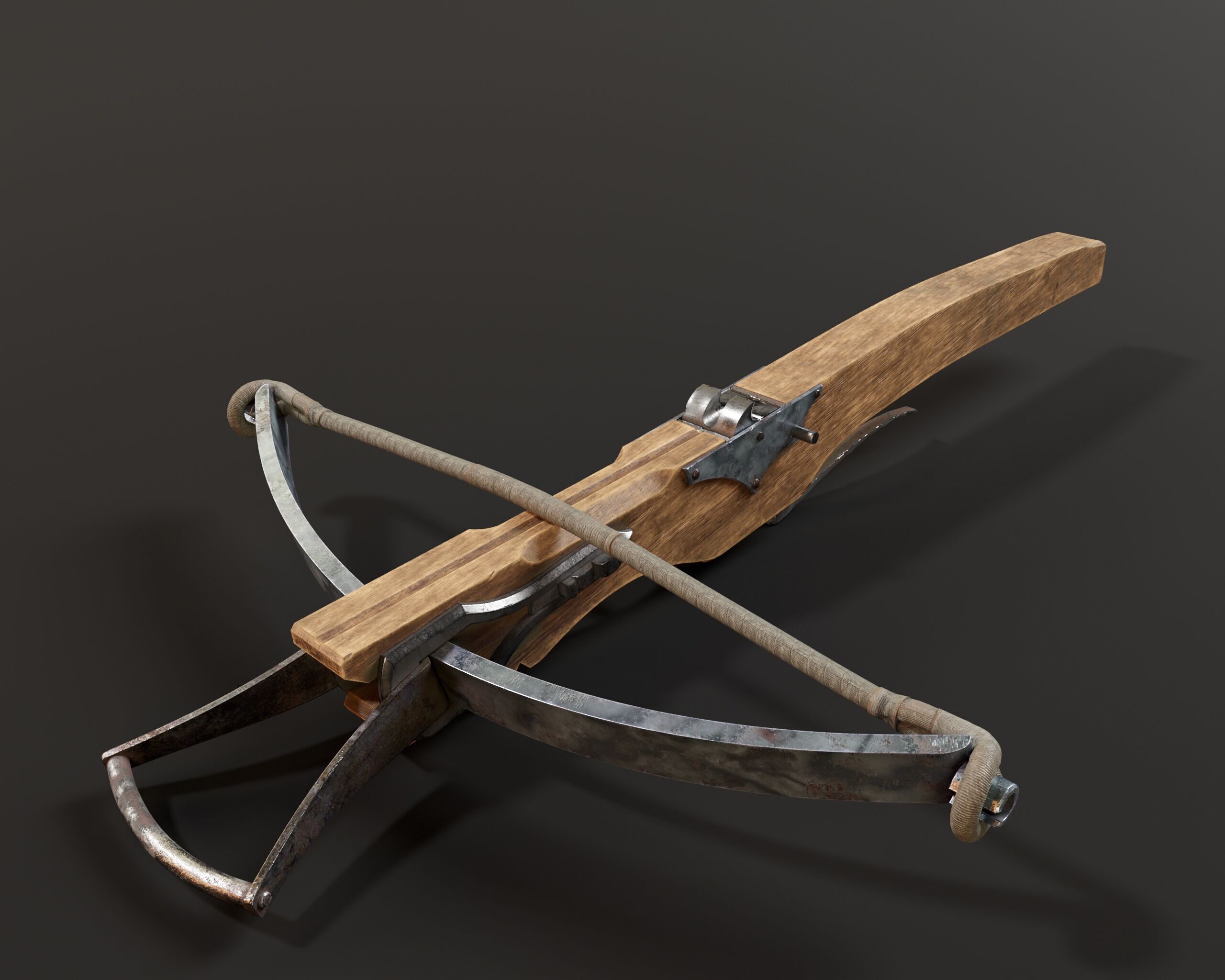 Medieval Crossbow Low-poly 3D model_4