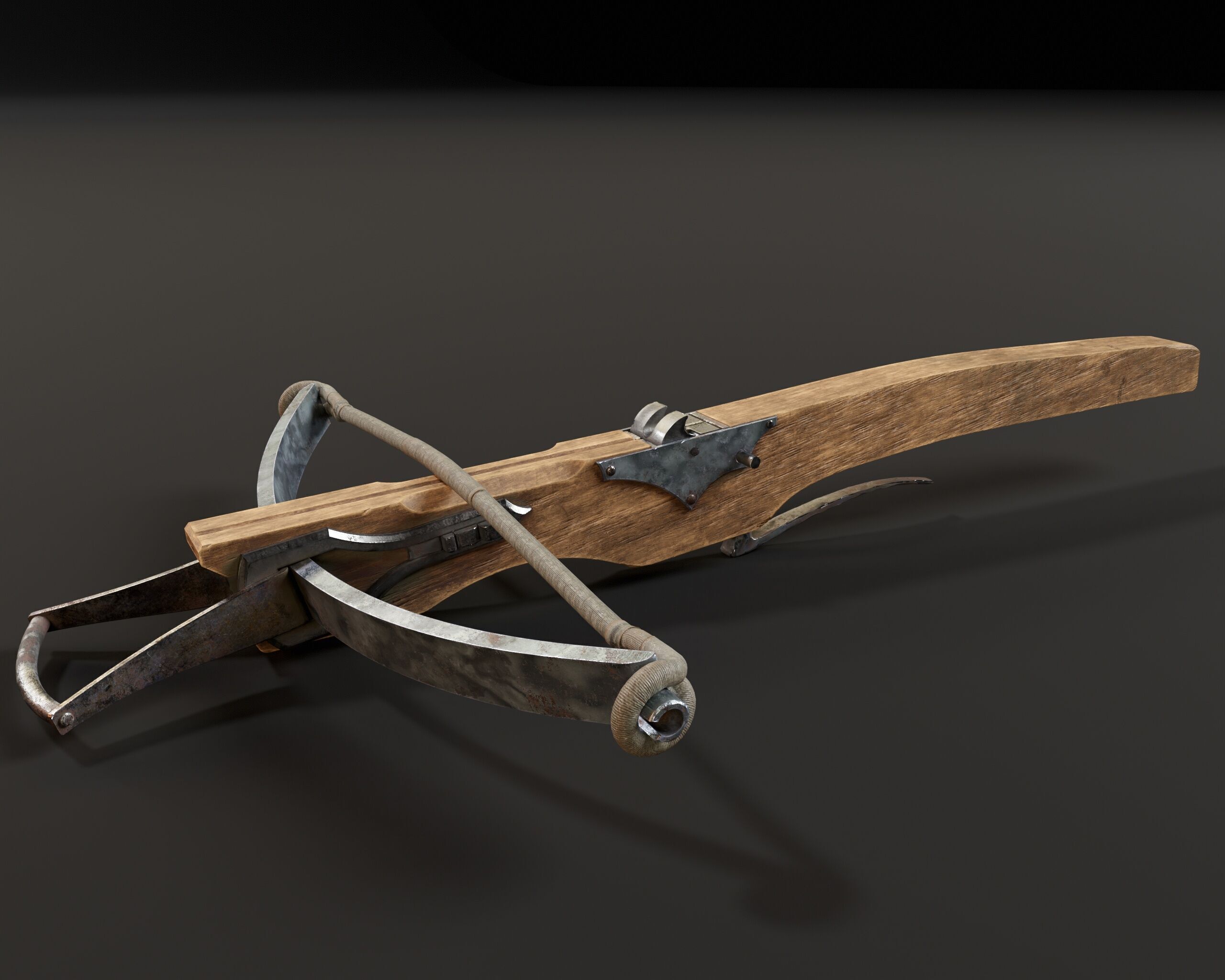 Medieval Crossbow Low-poly 3D model_6