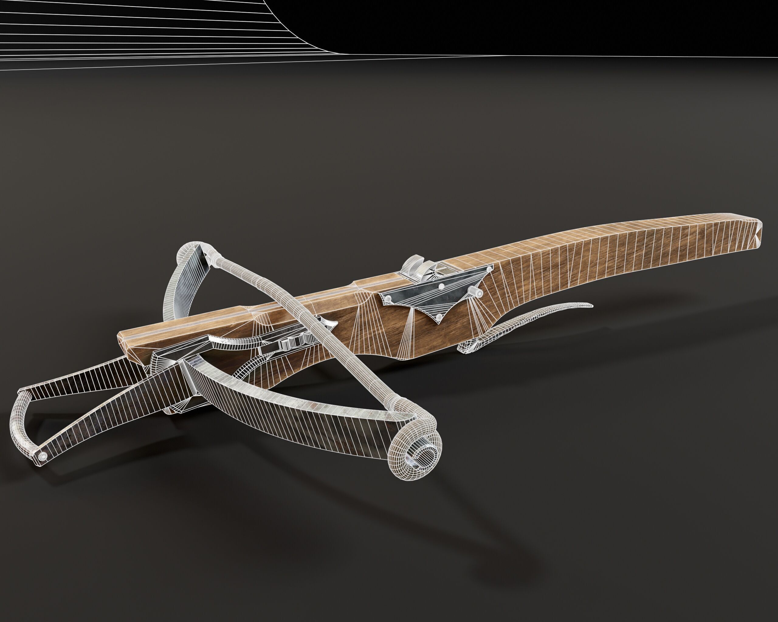 Medieval Crossbow Low-poly 3D model_7