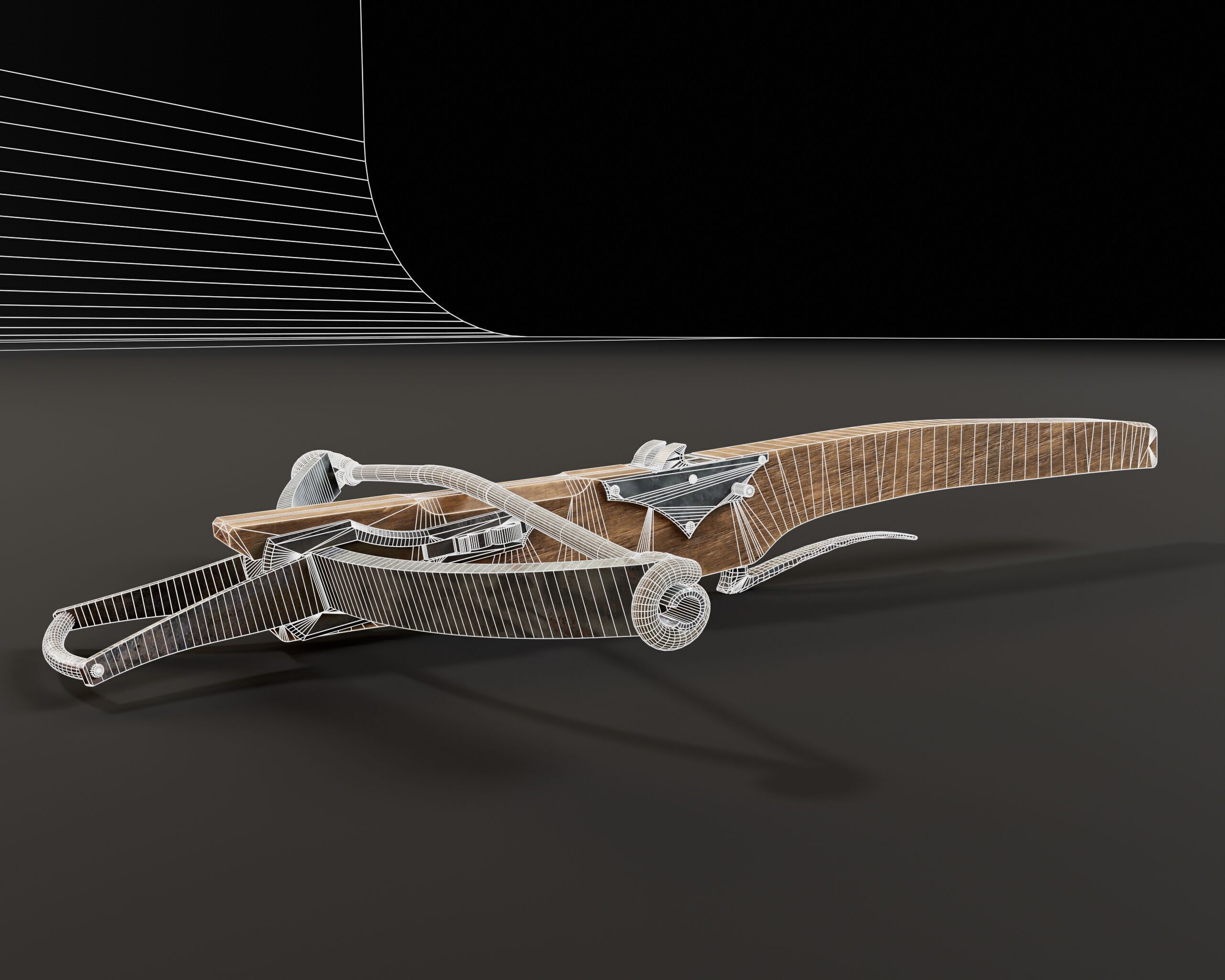 Medieval Crossbow Low-poly 3D model_9