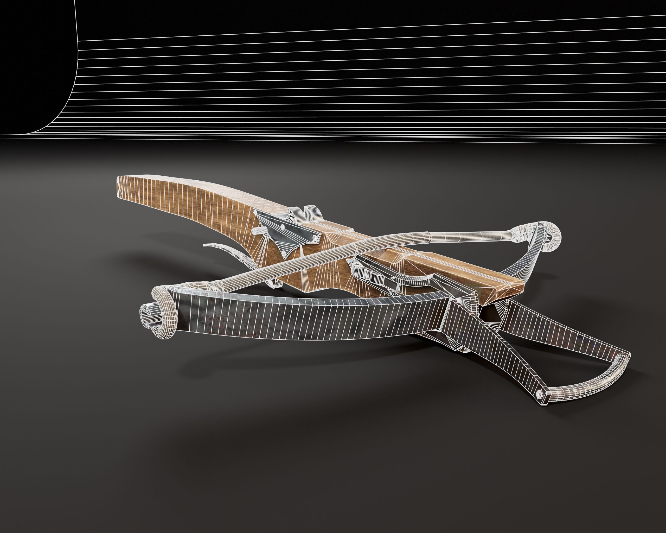 Medieval Crossbow Low-poly 3D model_17