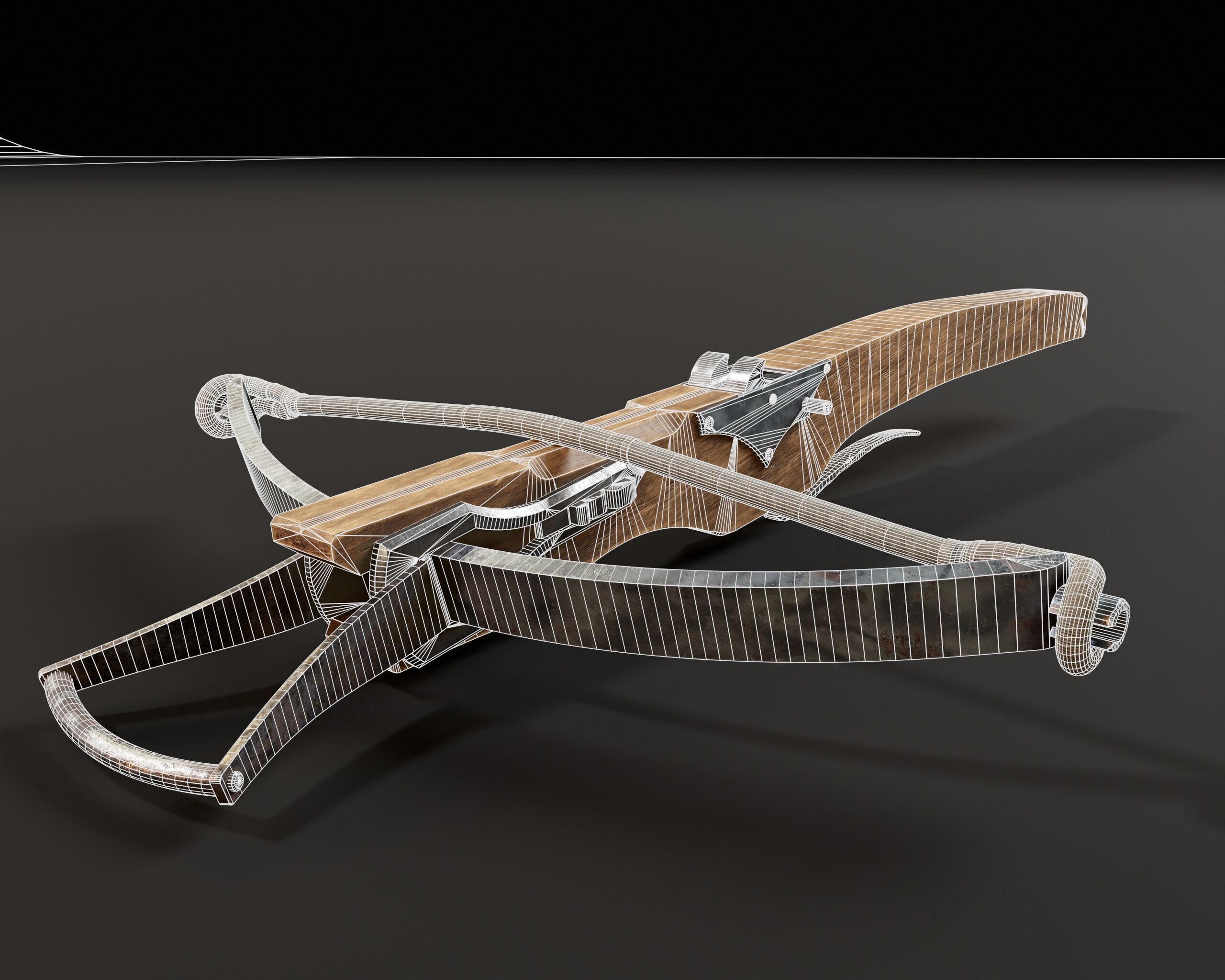 Medieval Crossbow Low-poly 3D model_3