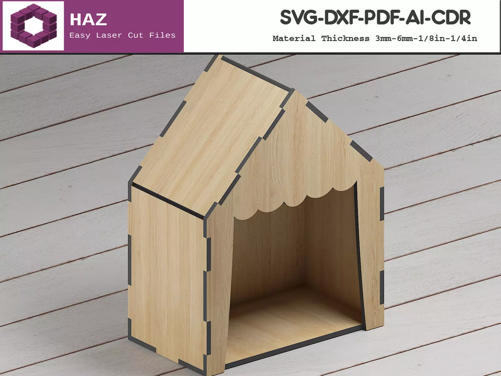 Wood House Shelf SVG File 030 3D print model