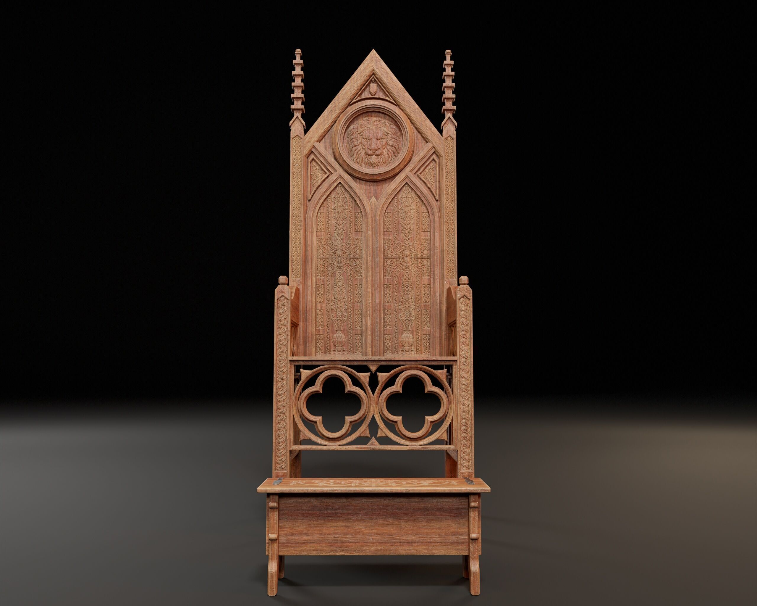 Wooden Throne Low-poly 3D model_5
