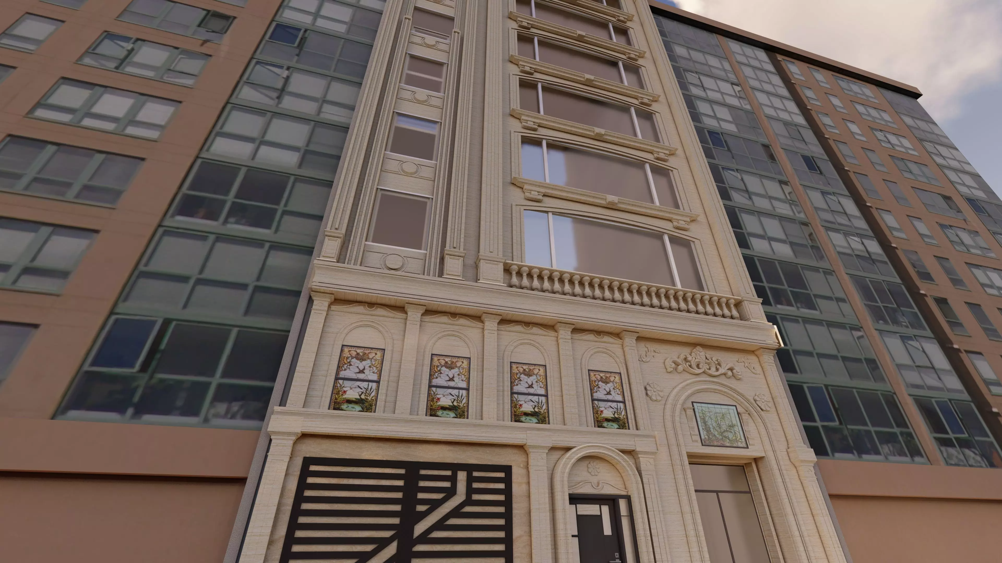 Classic stone facade-Building Classic Facade Element 3D model_0