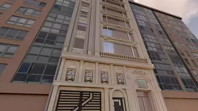 Classic stone facade-Building Classic Facade Element 3D model