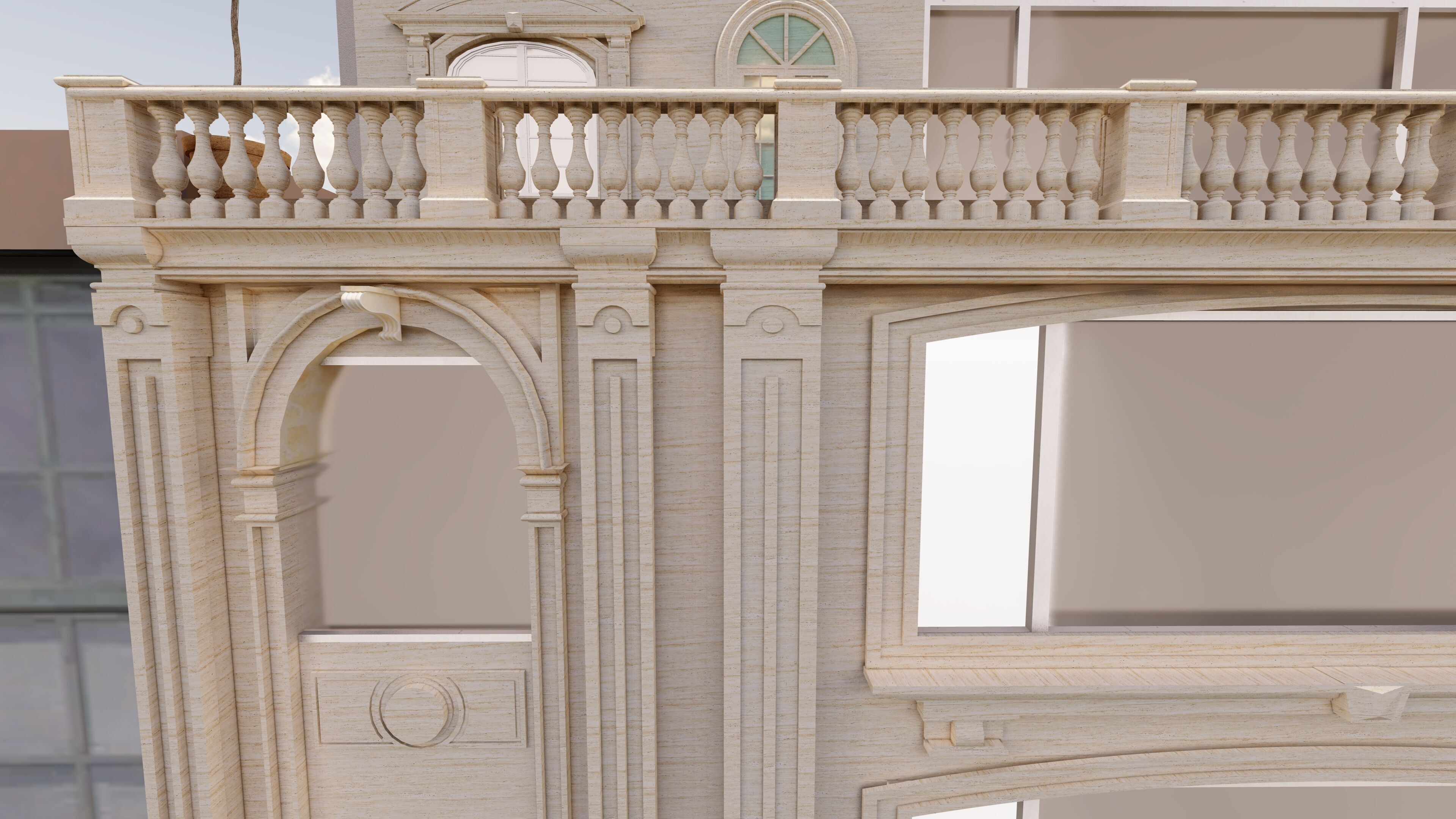 Classic stone facade-Building Classic Facade Element 3D model_16