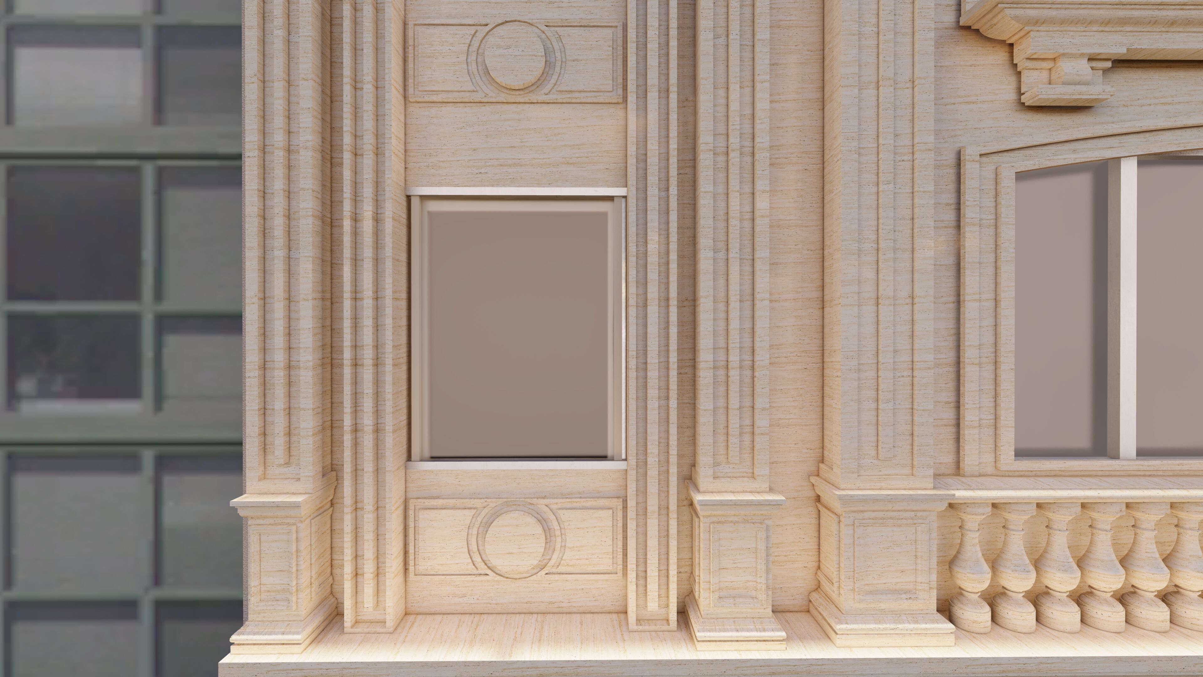 Classic stone facade-Building Classic Facade Element 3D model_9