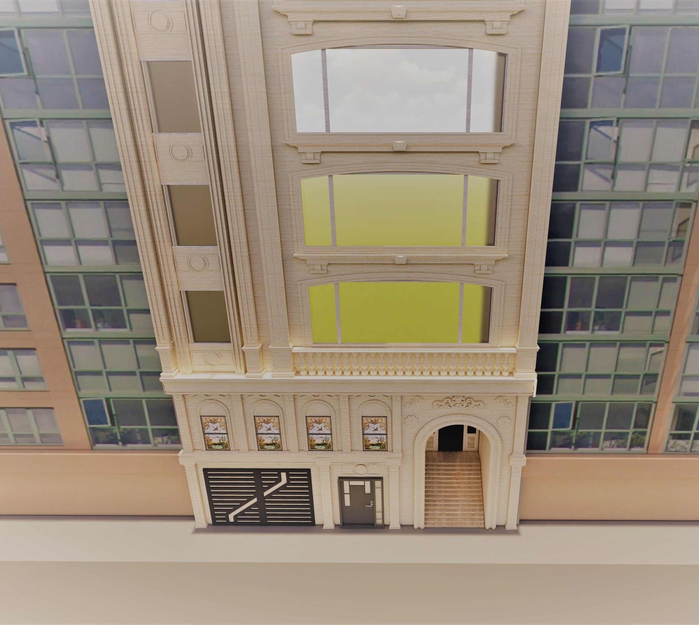 Classic stone facade-Building Classic Facade Element 3D model_6