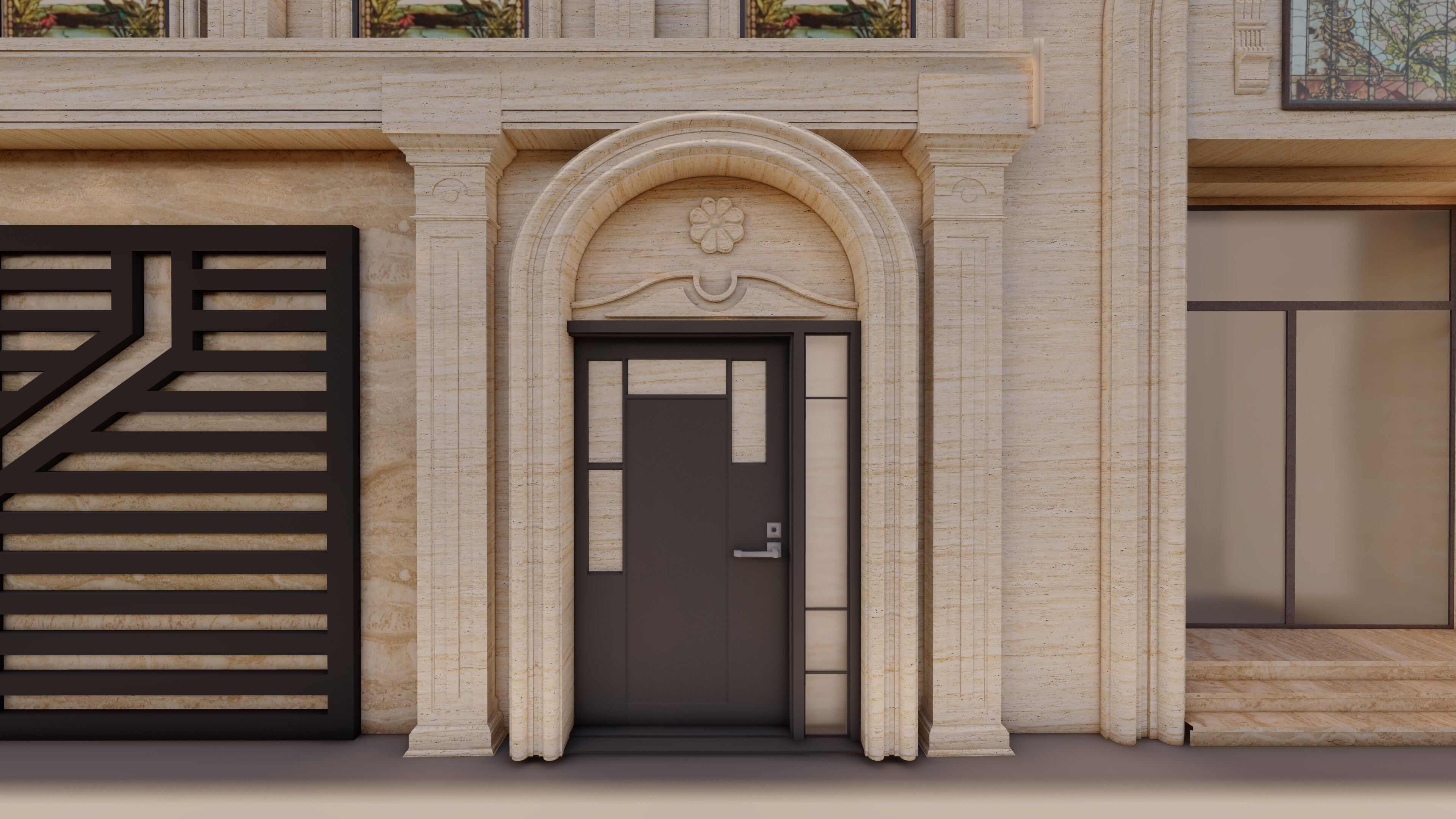 Classic stone facade-Building Classic Facade Element 3D model_14