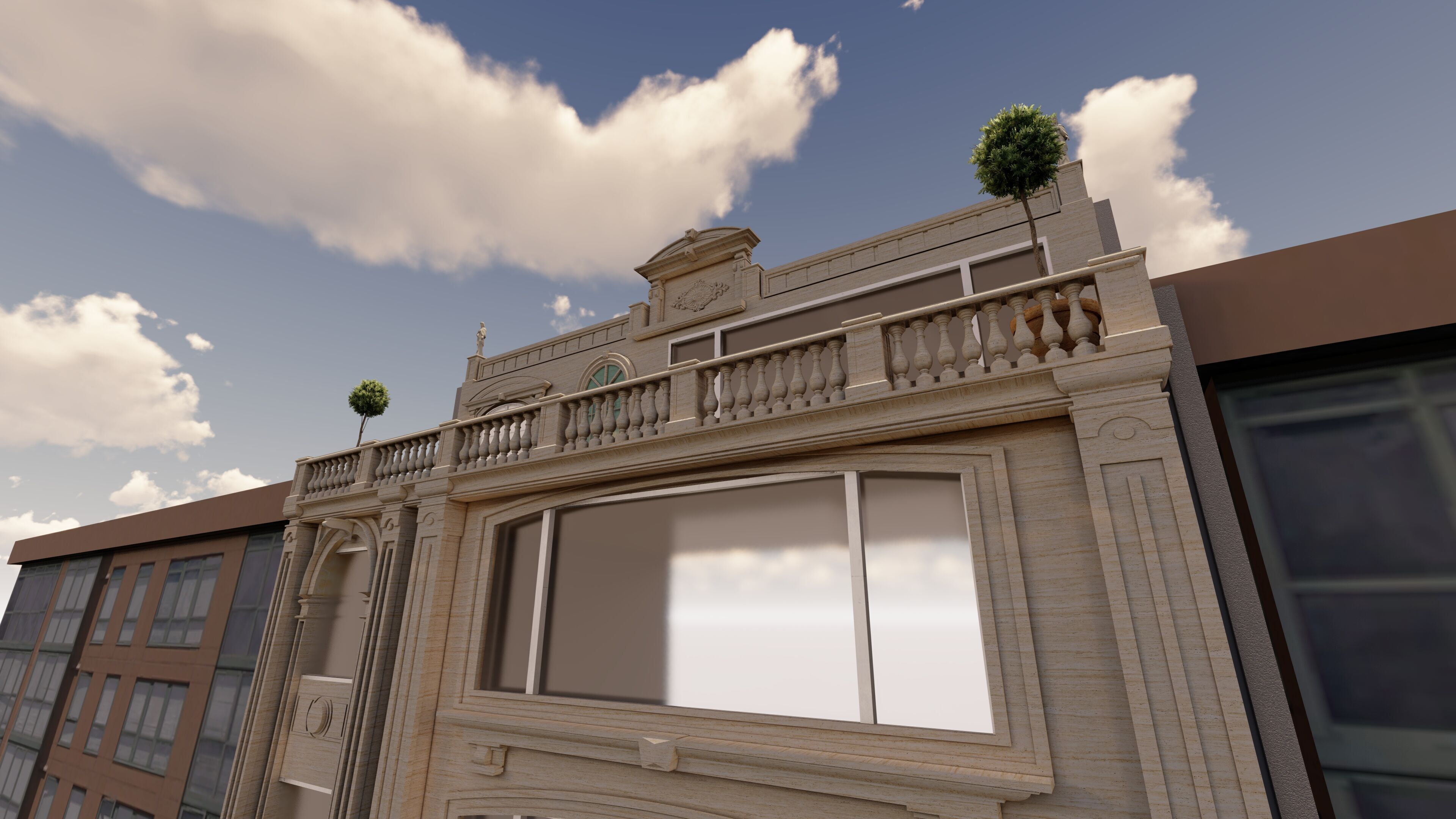 Classic stone facade-Building Classic Facade Element 3D model_19