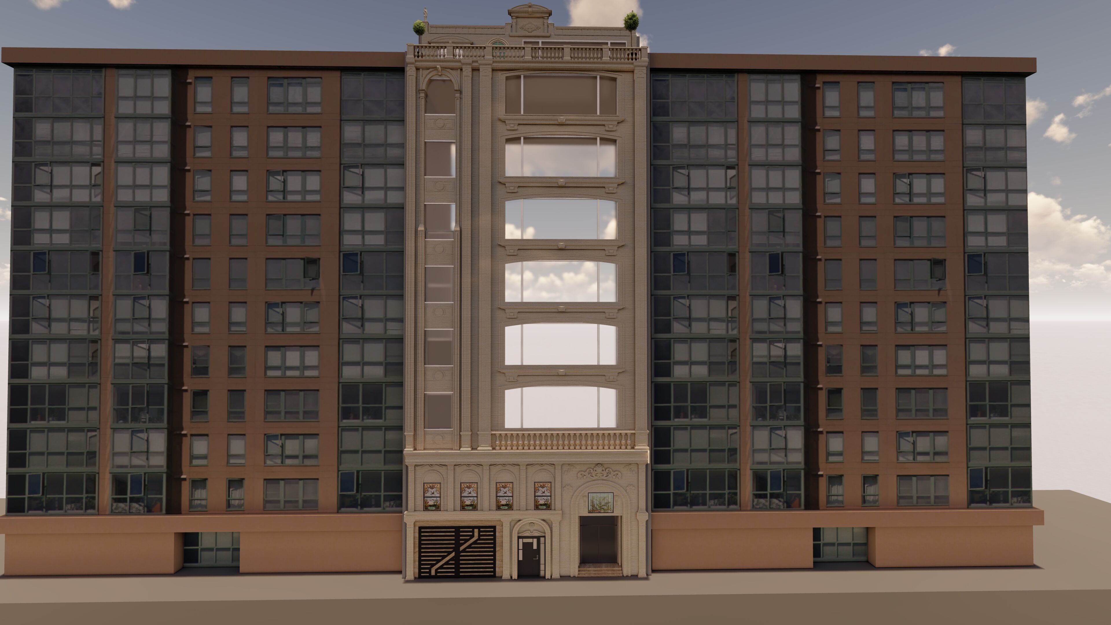 Classic stone facade-Building Classic Facade Element 3D model_20