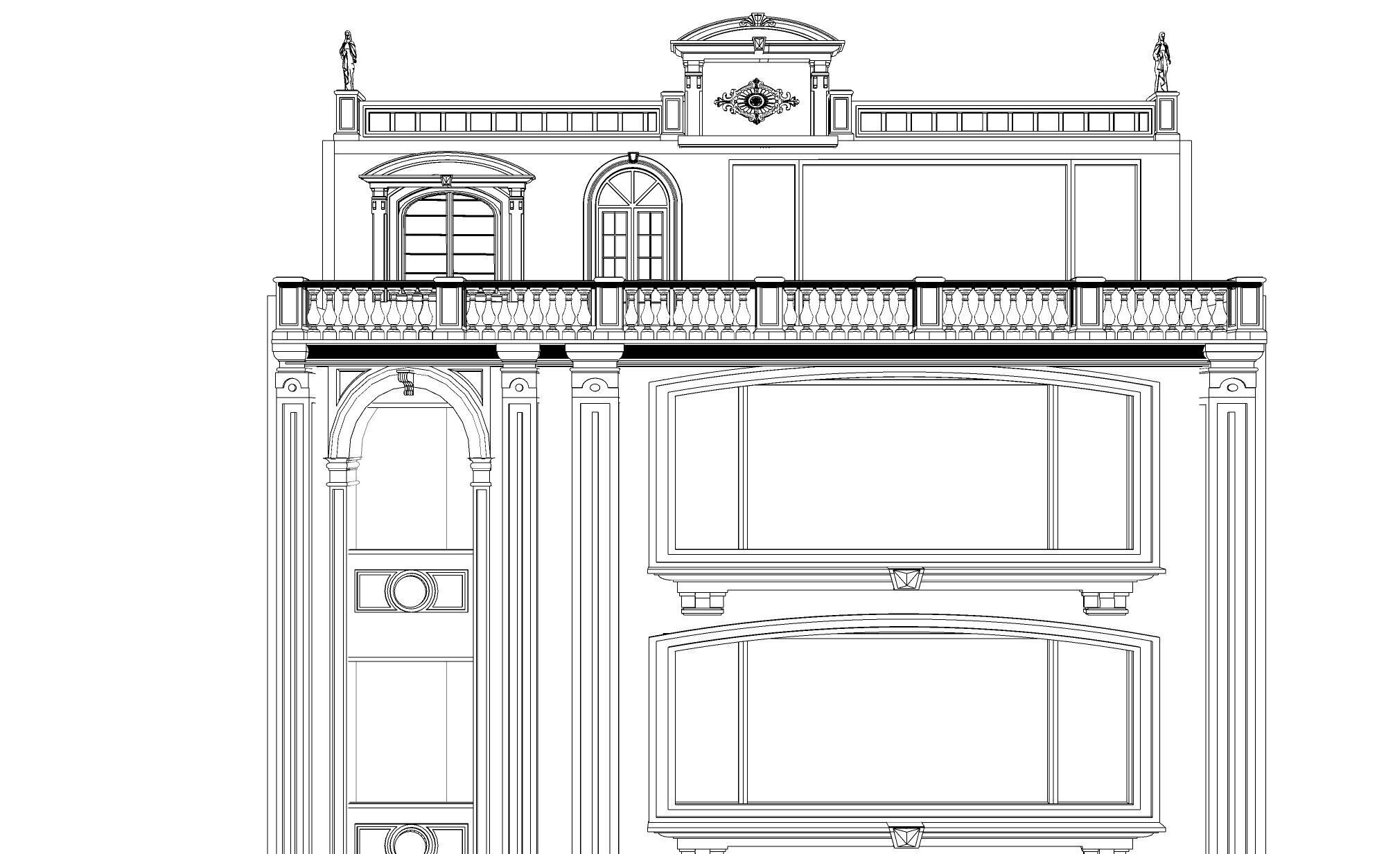 Classic stone facade-Building Classic Facade Element 3D model_10