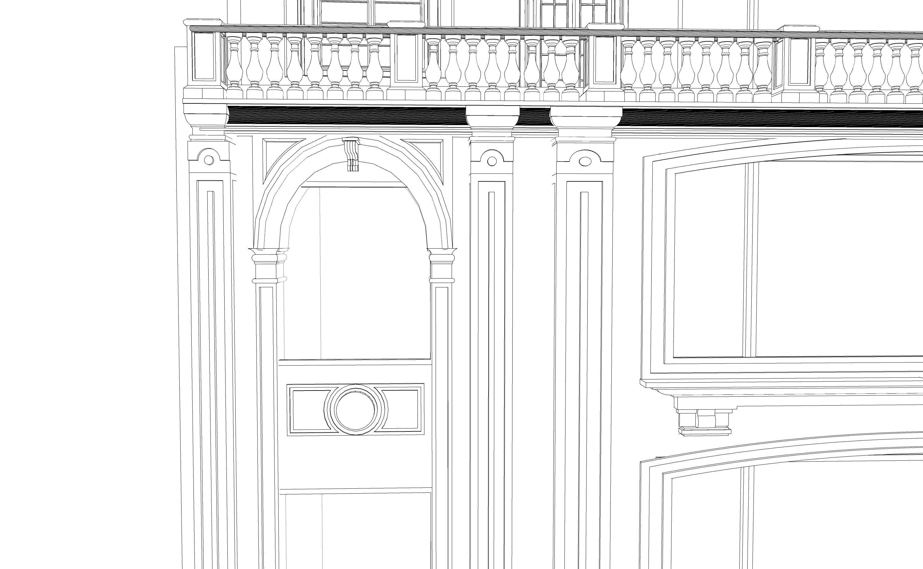 Classic stone facade-Building Classic Facade Element 3D model_12