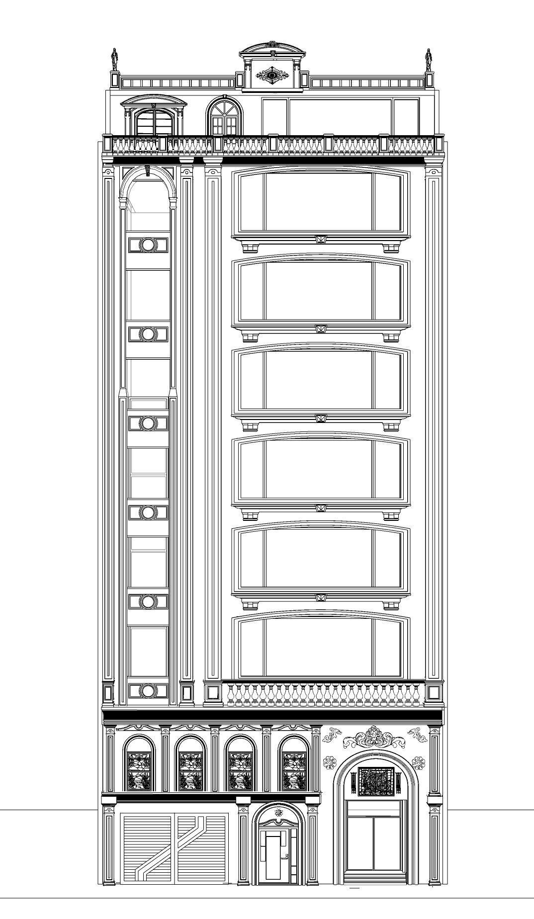 Classic stone facade-Building Classic Facade Element 3D model_11
