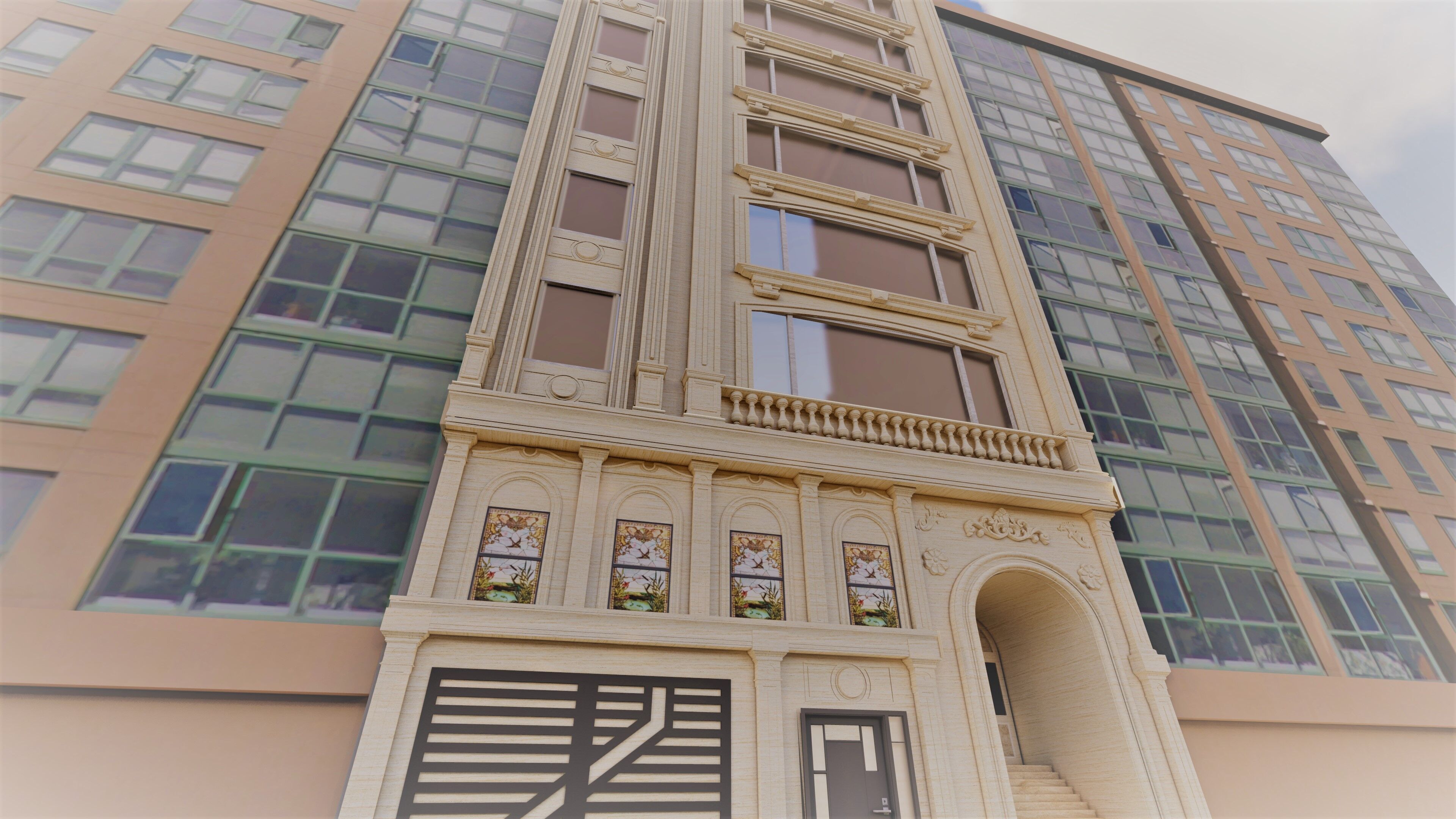 Classic stone facade-Building Classic Facade Element 3D model_4