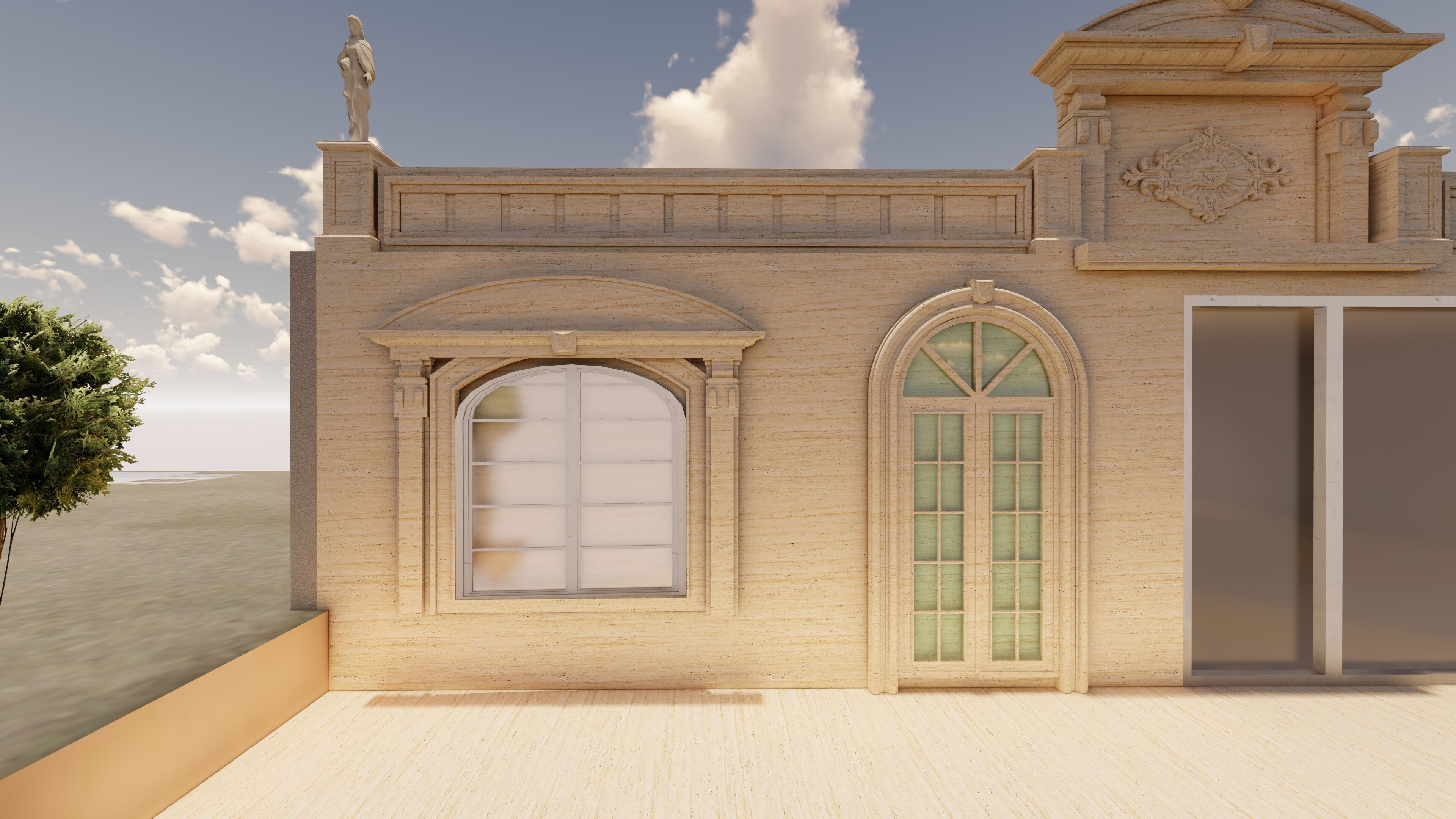 Classic stone facade-Building Classic Facade Element 3D model_15