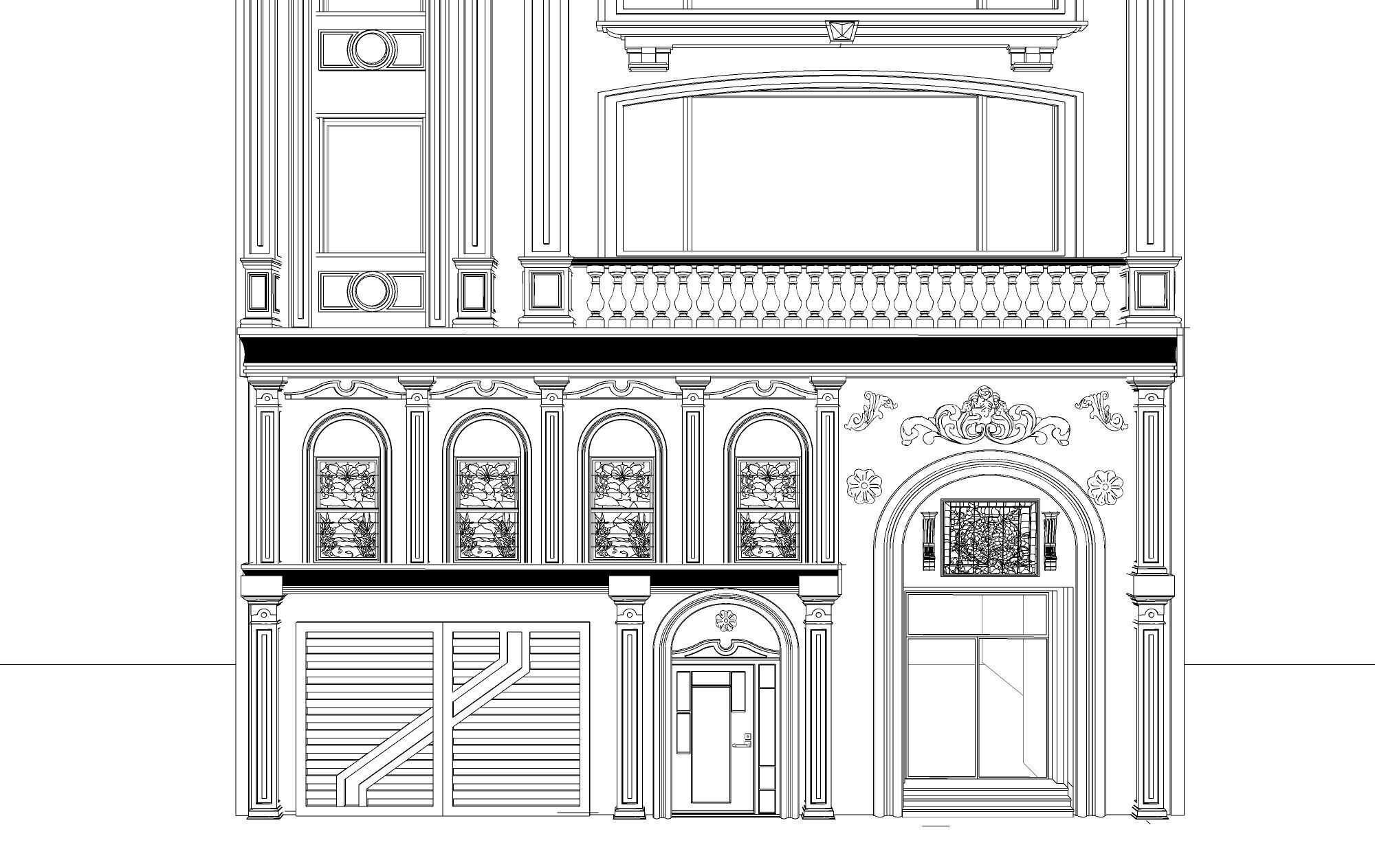 Classic stone facade-Building Classic Facade Element 3D model_1