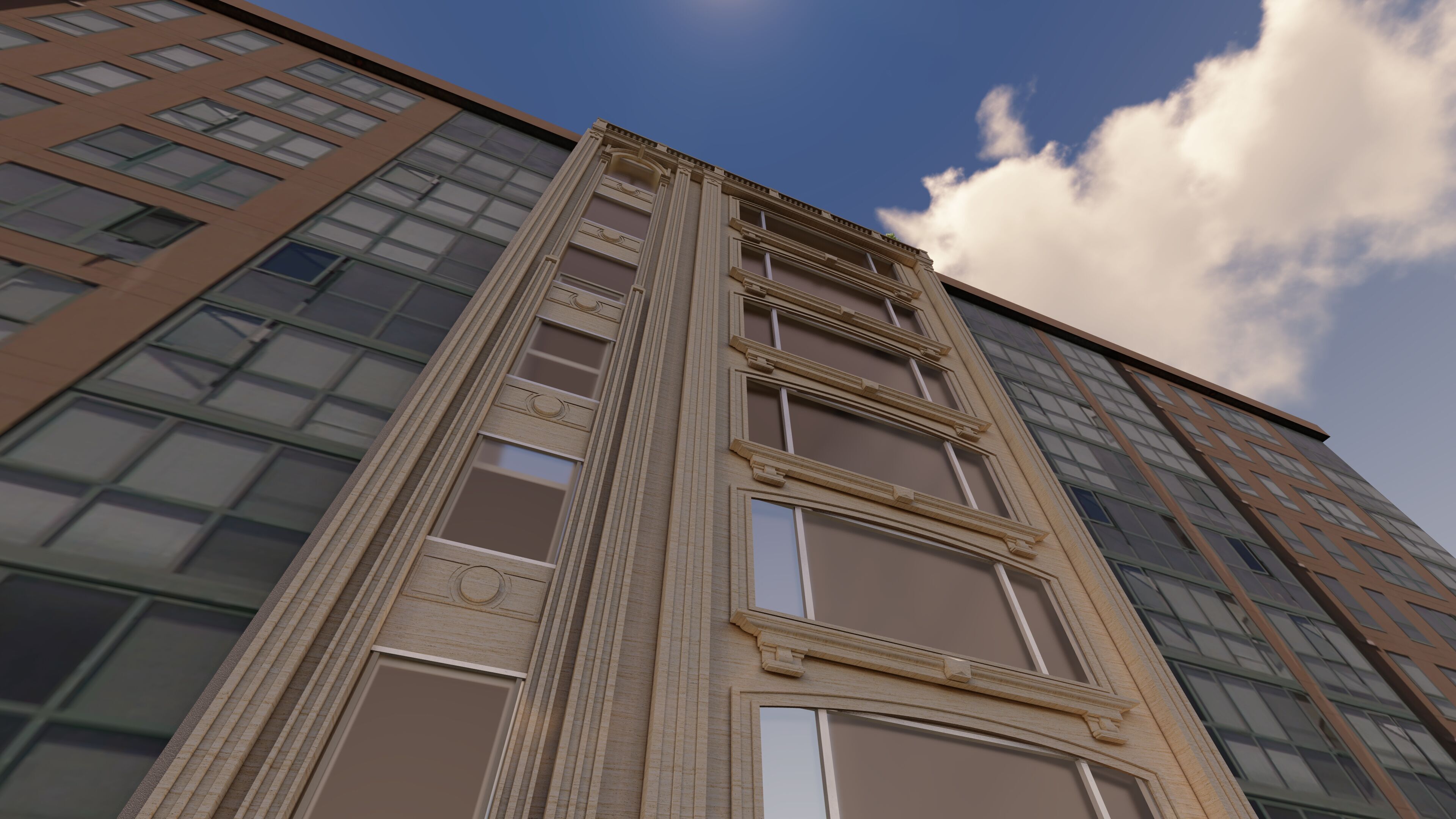 Classic stone facade-Building Classic Facade Element 3D model_18