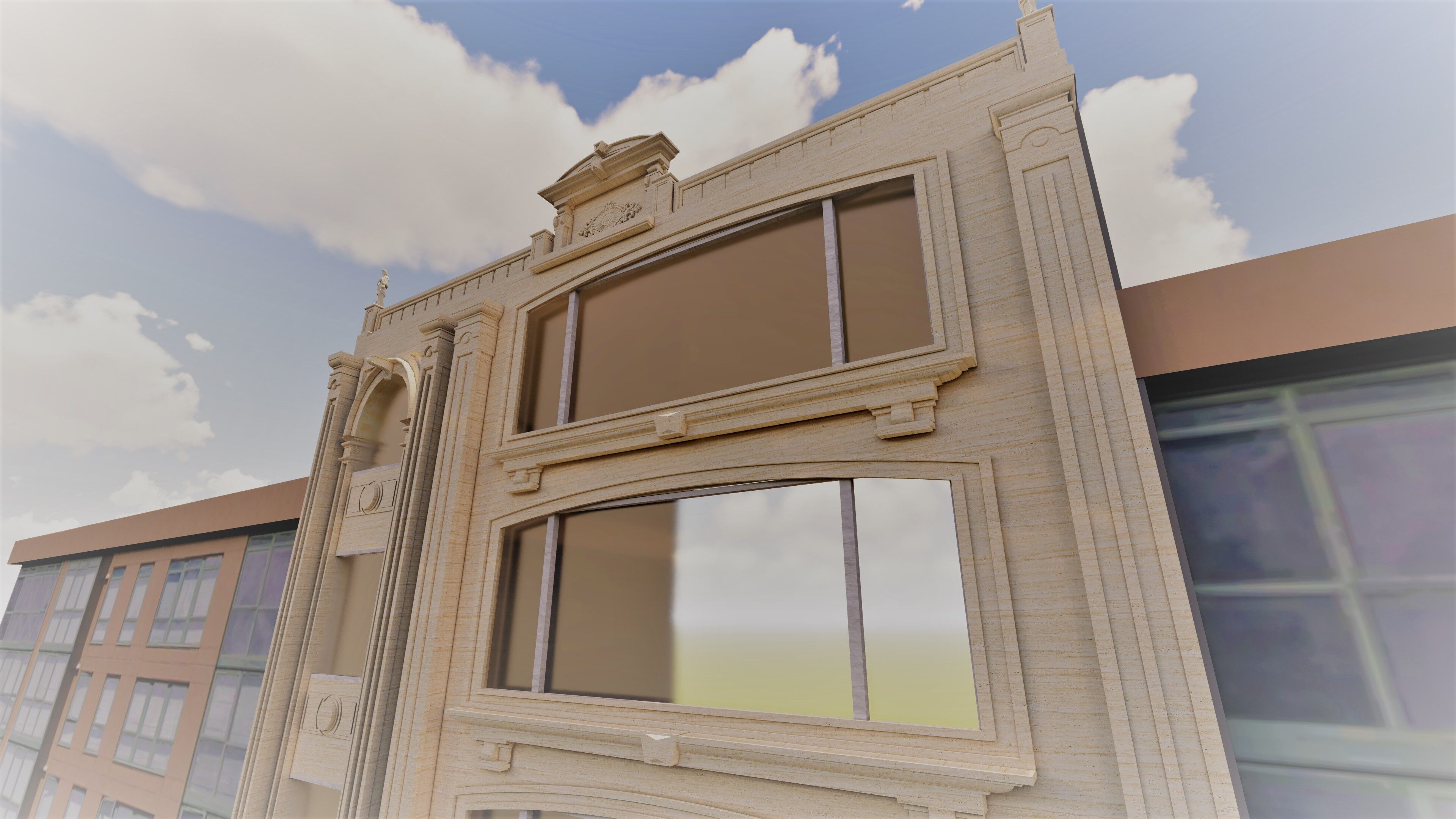 Classic stone facade-Building Classic Facade Element 3D model_8